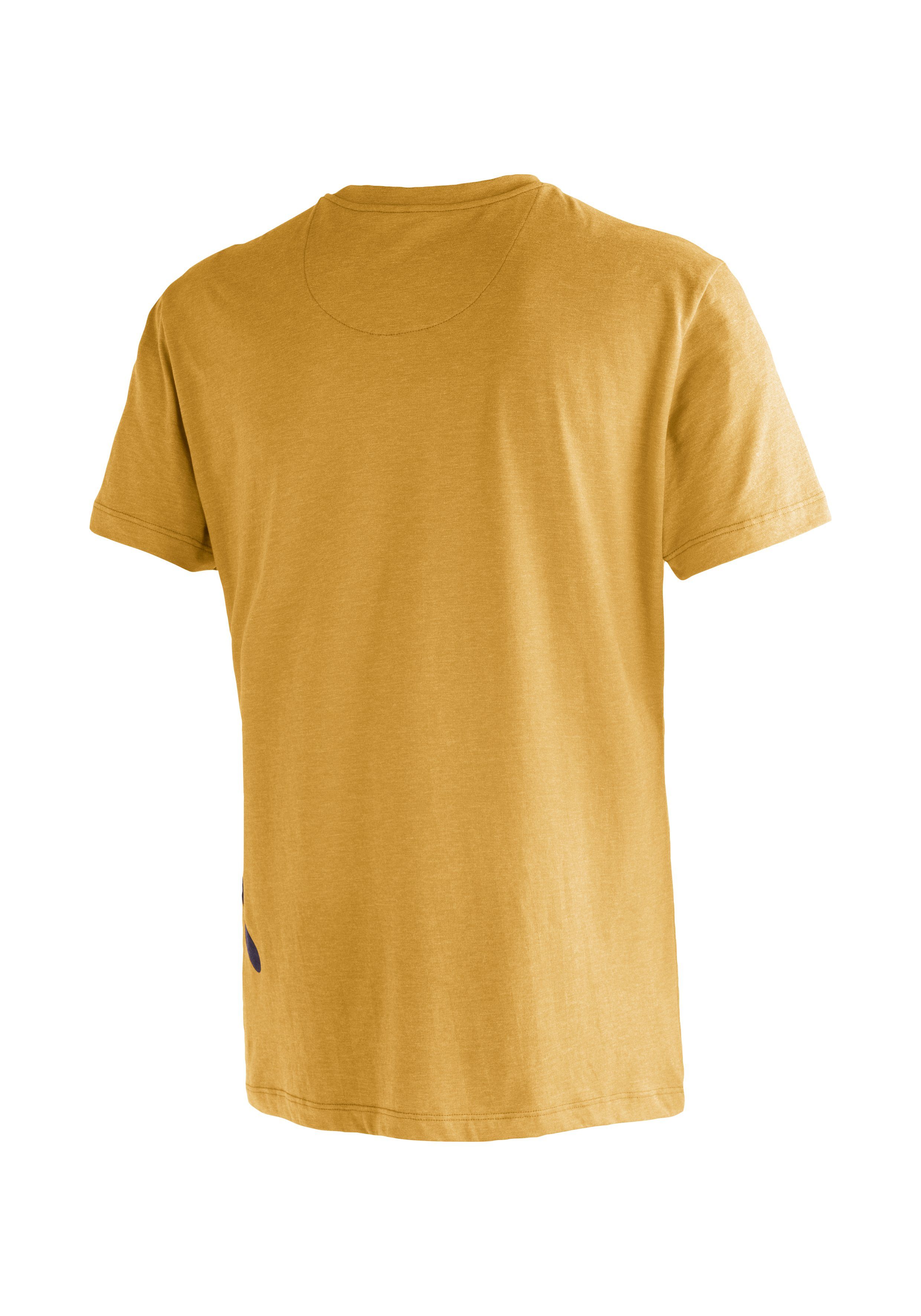 Tee Logo Wandern M Herren Kurzarmshirt Freizeit Maier dunkelorange und Print Sports T-Shirt für mit
