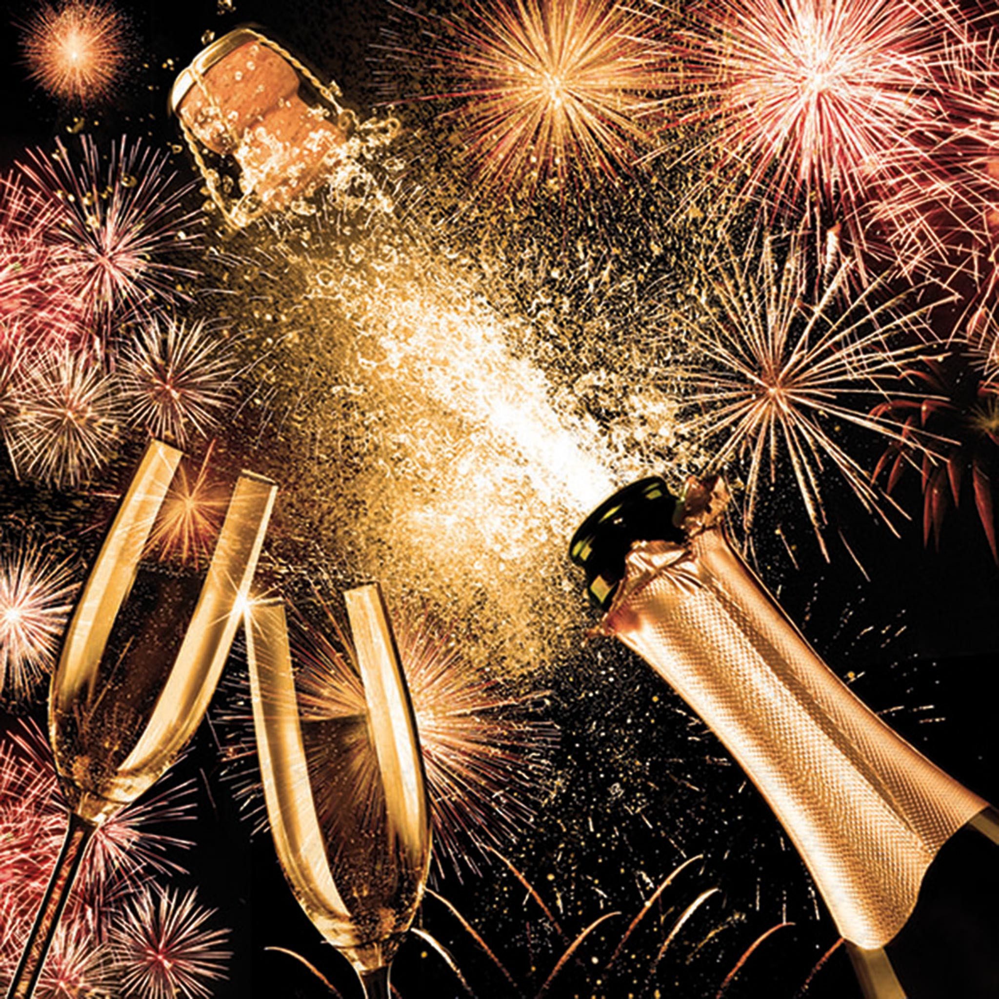 Ambiente Luxury Paper Products Papierserviette, Servietten Papier 33x33cm 3-lagig mit Champagner Motiv 20 Stück