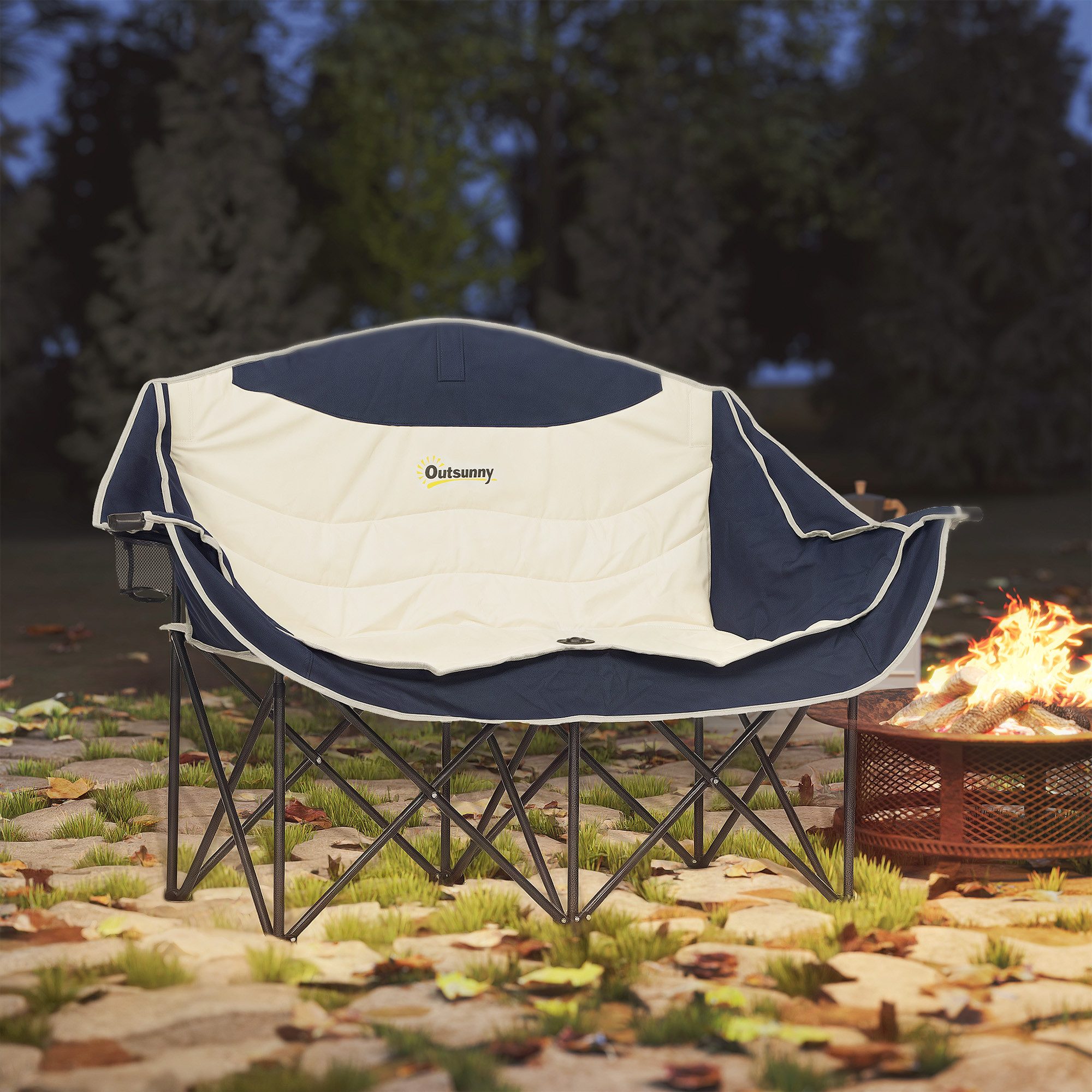 Outsunny Campingstuhl Klappstuhl robust leicht gepolstert Angelstuhl Gartenstuhl (Faltstuhl, 1 St), für Garten Camping Strand
