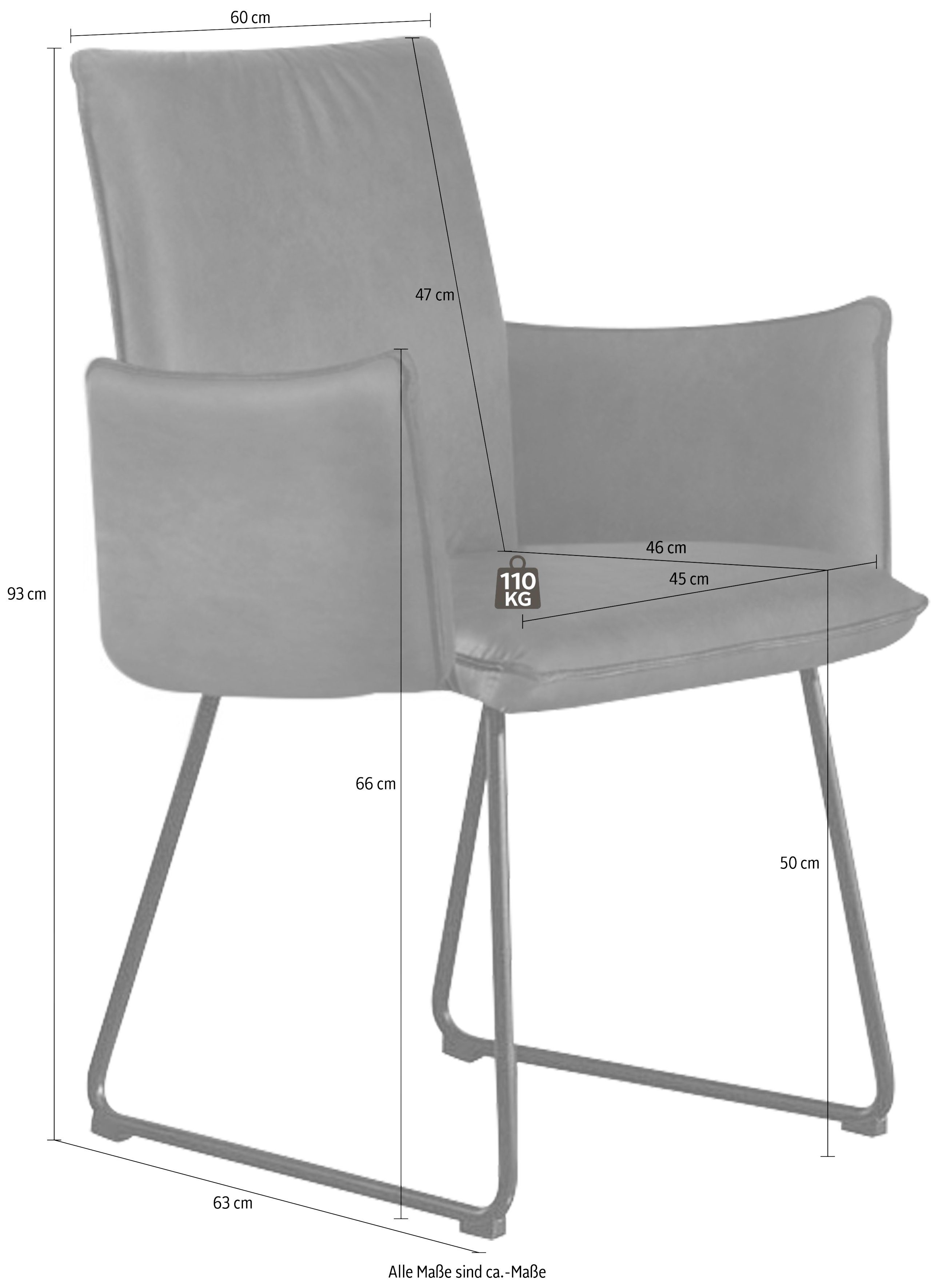 Metall Armlehnenstuhl schwarz Komfort mit K+W in Kufenstuhl Wohnen Struktur & Rundrohrkufe Deseo II,