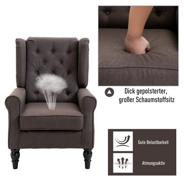 HOMCOM Sessel Einzelsessel (Ohrensessel, 1-St., Relaxsessel), B x H x T: 74 x 86 x 102 cm
