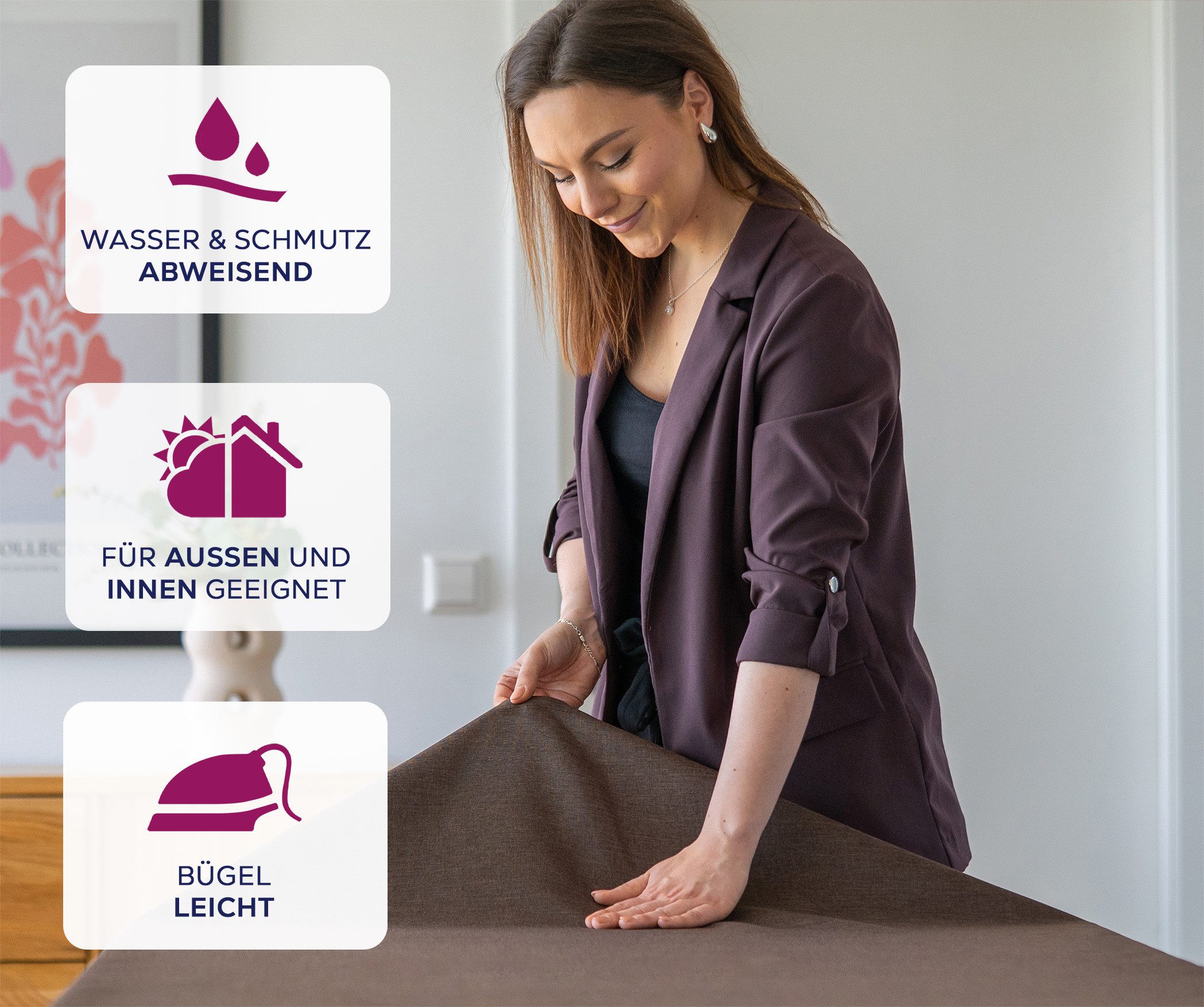 Beautex Tischdecke Fleckenabweisende bügelfreie Tischdecke mit Lotuseffekt, Leinenoptik (1-tlg) – Bild 3 von 5
