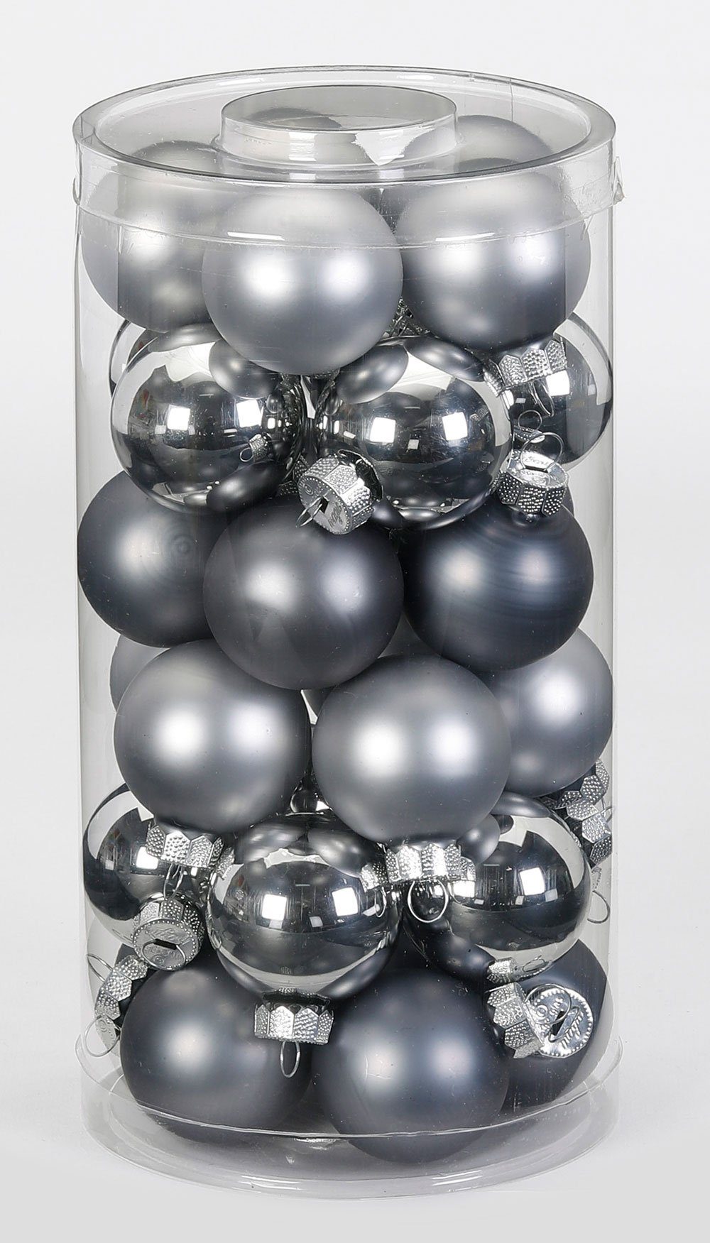 MAGIC by Inge Weihnachtsbaumkugel, Weihnachtskugeln Glas 4cm Hazy Grey, 30 Stück