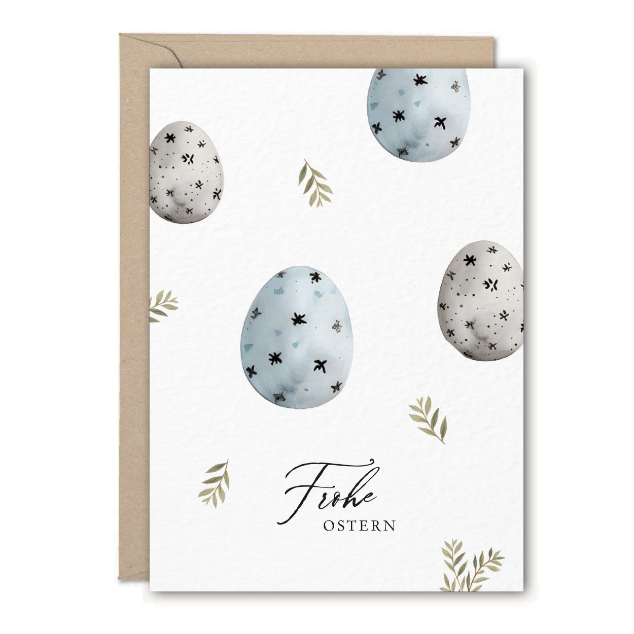 Osterkarte Ostereier "Frohe Ostern", 3 STÜCK Grußkarten & Briefumschlag