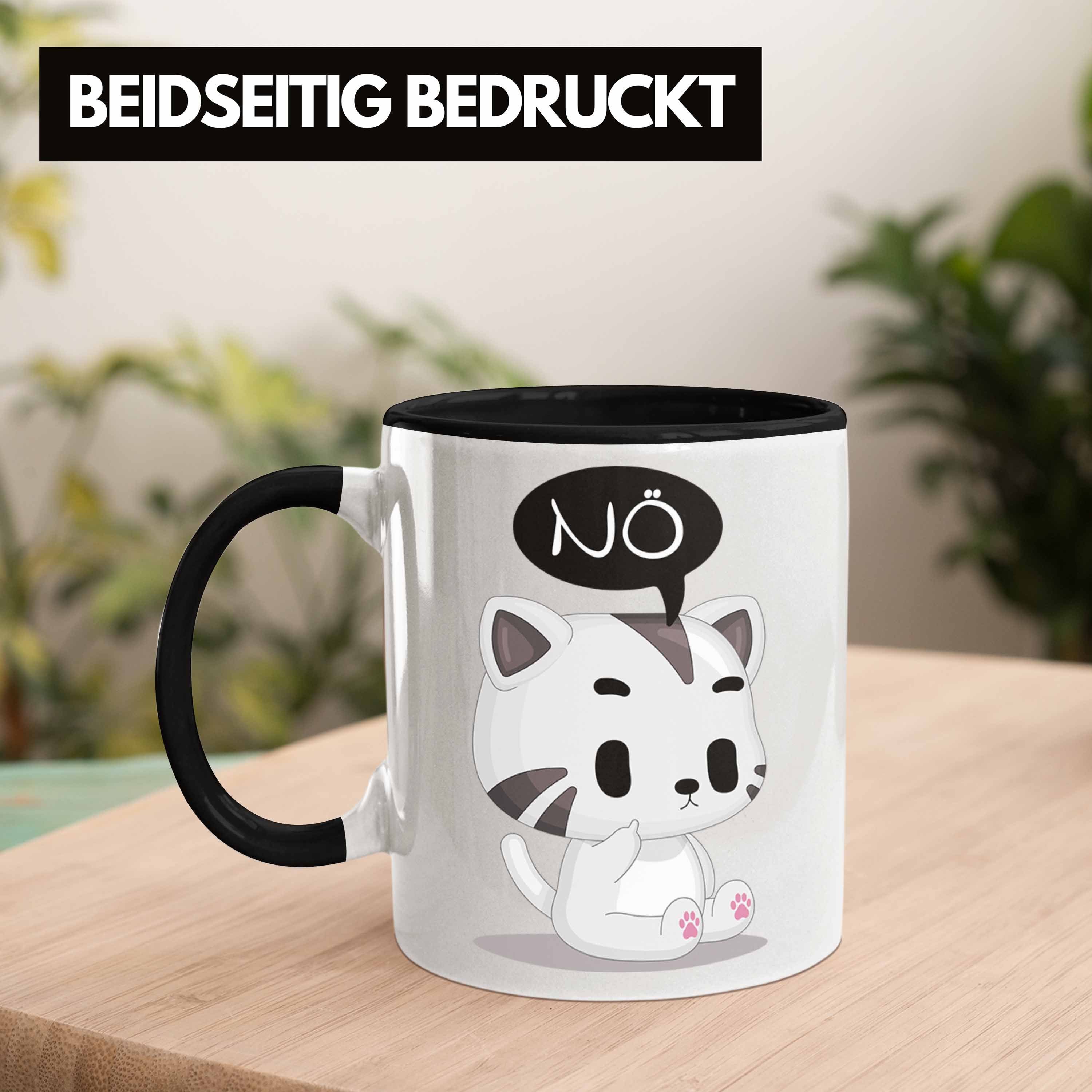 Trendation Tasse - für Nö Tasse Geschenkidee Kaffeetasse Schwarz Katze Lustige Kollegin Trendation Frauen
