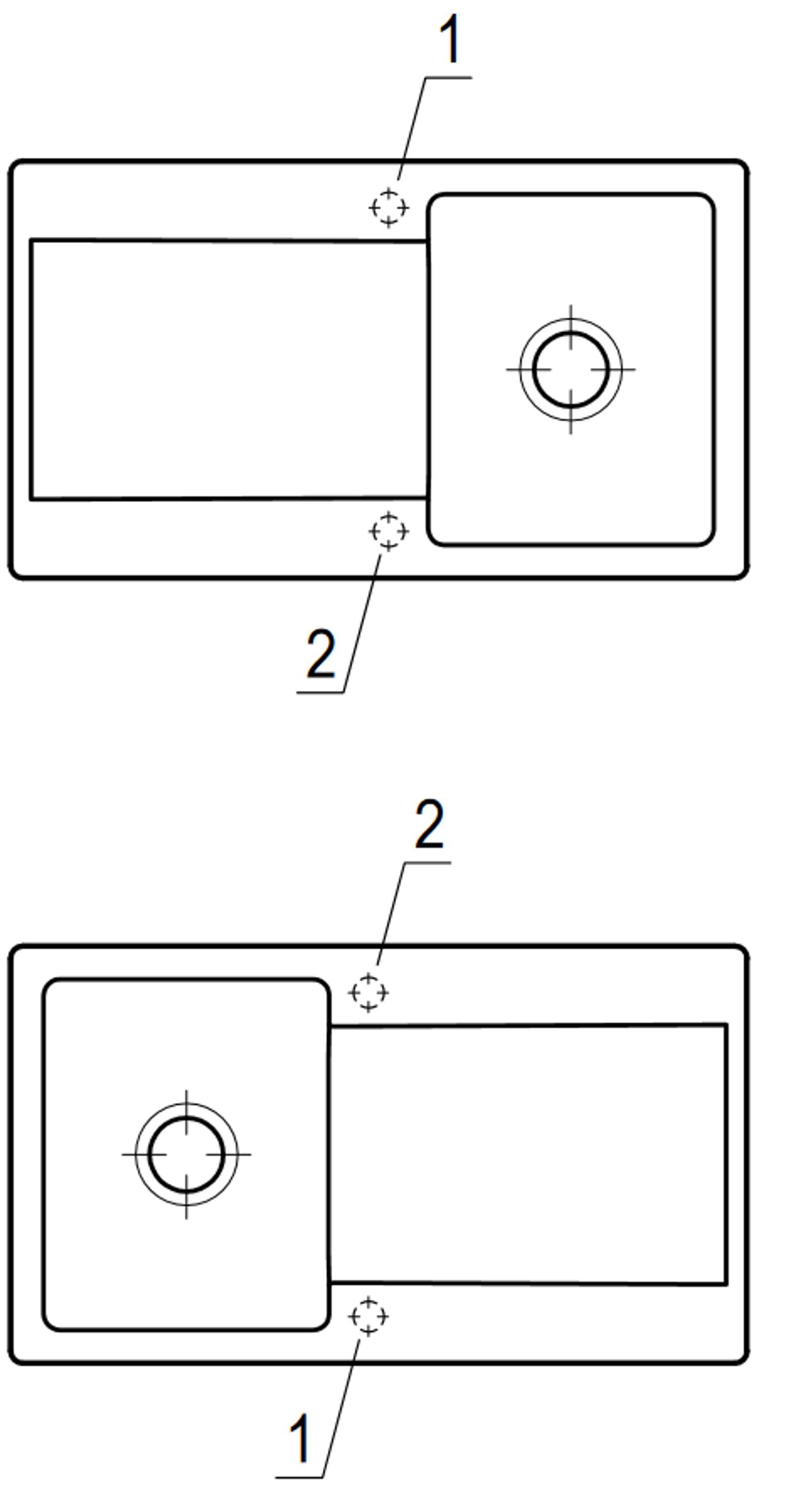 Boch Rechteckig, reversibel 02 & 3335 Küchenspüle cm, Villeroy RW, 90/22