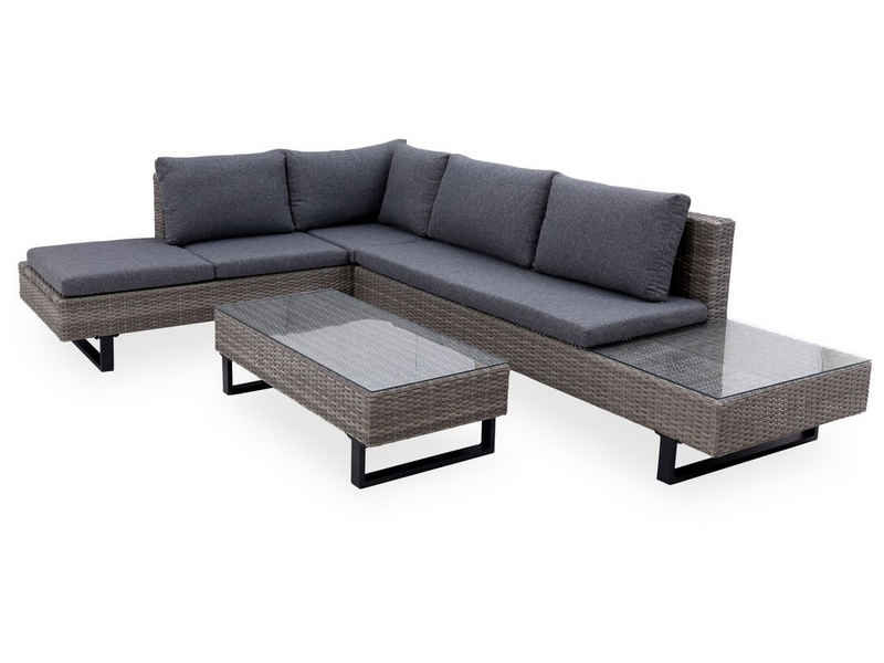 Outdoor Gartenlounge-Set Loungeecke Outdoor BAHRAIN grau Garten-Sofa Loungesofa Outdoorsofa