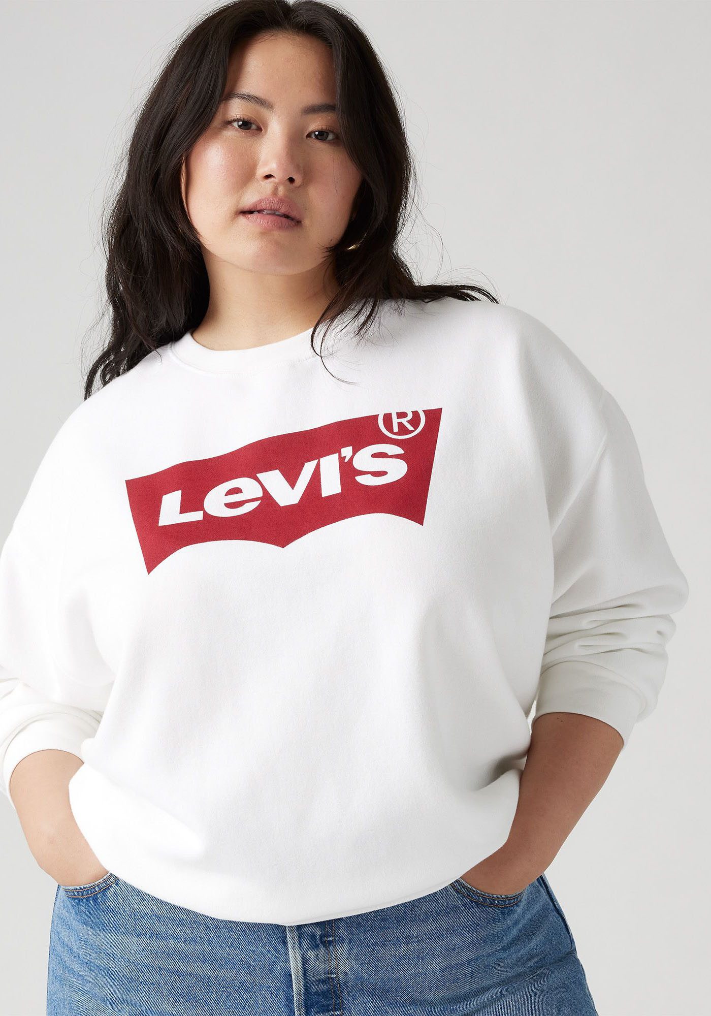 Levi's® Plus Sweatshirt PL GR EVERYDAY CREW mit Batwing-Logo mit Rosenprint günstig online kaufen