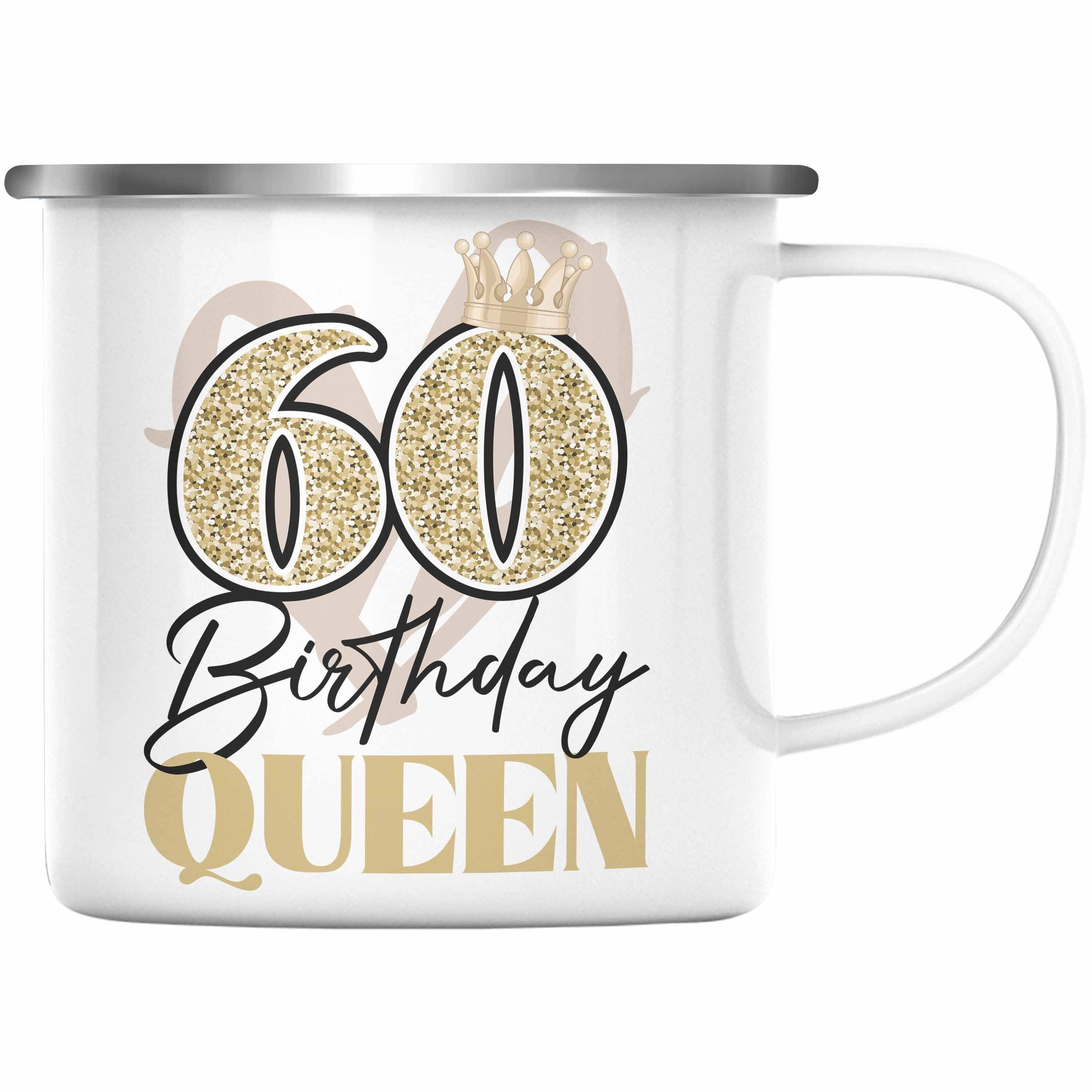 Thermotasse Lustig Geschenke Trendation - Emaille Geschenkidee Deko Lustig 60 Trendation Geburtstag Tasse Frau Silber Frauen 60. 60er Mutter Geschenk