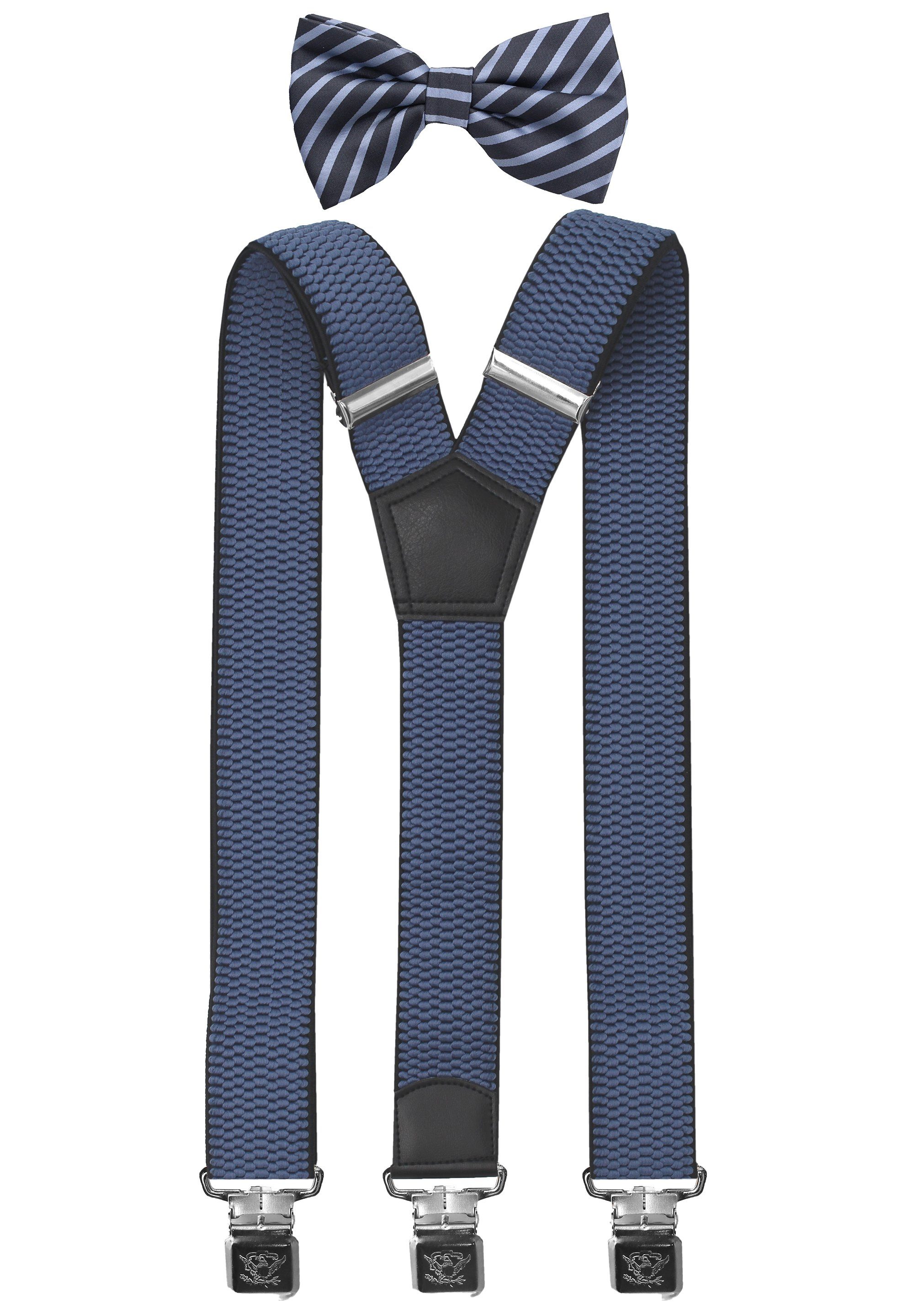 Fabio Farini Hosenträger mit passender Fliege als Set 4cm Y-Form für Herren günstig online kaufen