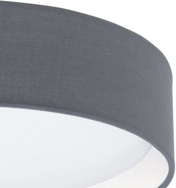 EGLO Deckenleuchte PASTERI, LED fest integriert, Warmweiß, Textil Deckenleuchte, Wohnzimmerlampe, Farbe: Grau, weiß, Ø: 32 cm