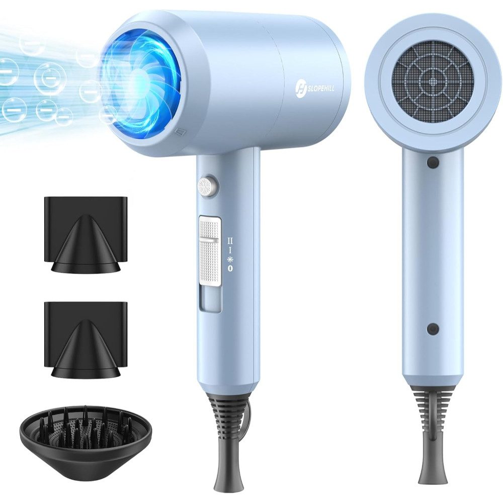 slopehill Haartrockner AC Motor Schnelltrocknen Hair Dryer, Salon mit Heiß-/Kalttaste, 1800 W, Profi Styling Set mit Diffusor und Konzentrator, 3 Concentrators and Diffuser, 3 Temperatureinstellungen, 2-Gang