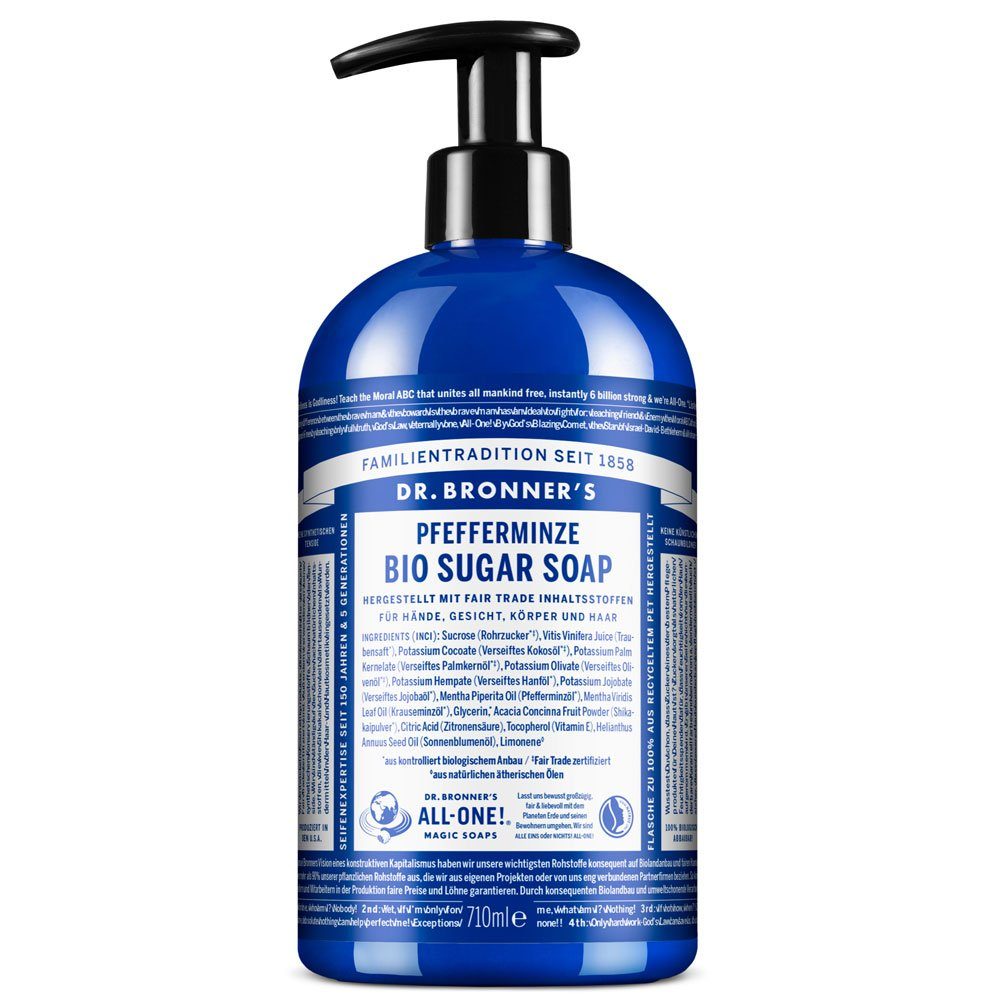 Dr. Bronners Duschgel Bio Sugar Soap Pfefferminz, 710 ml