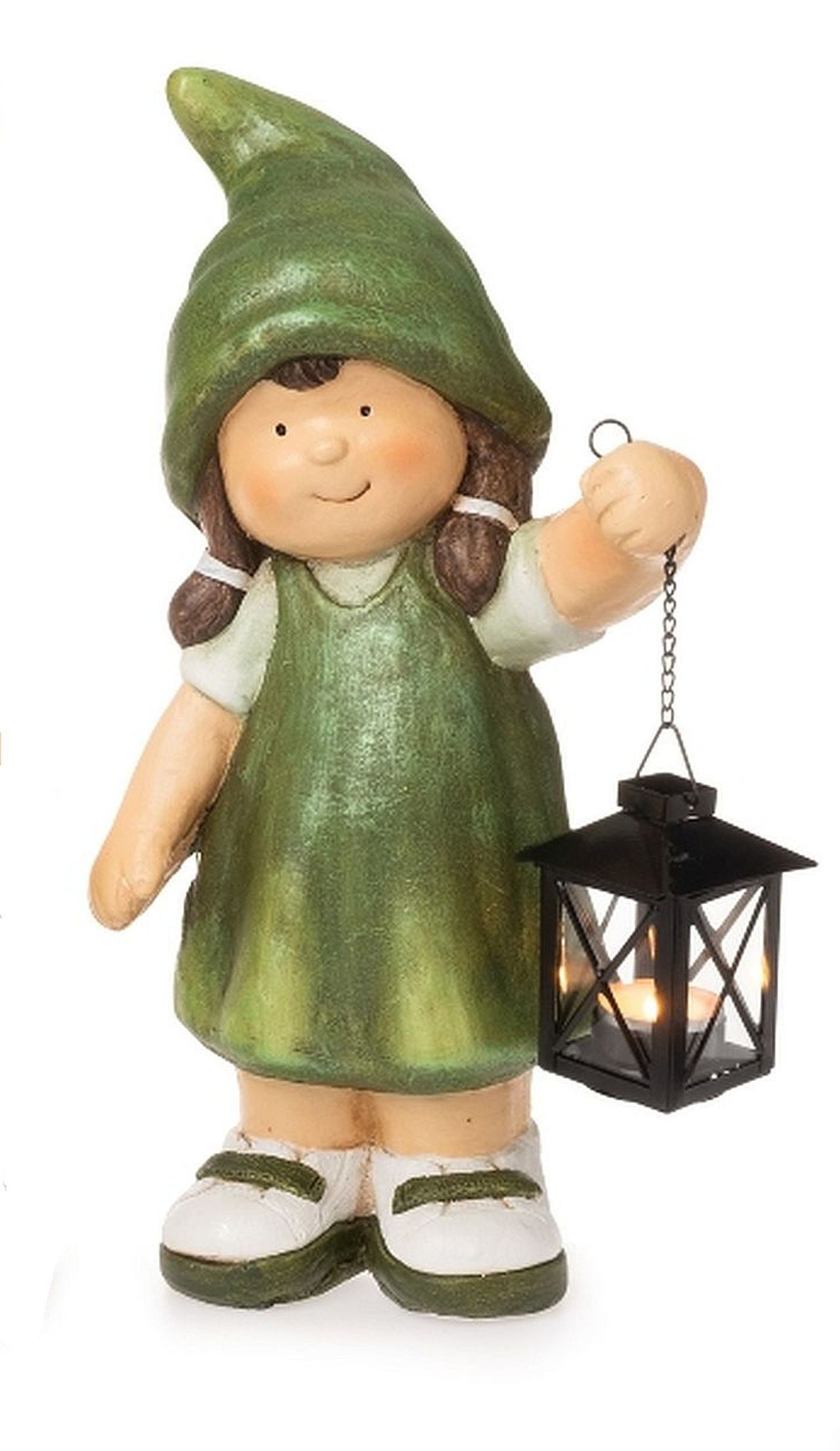 Dragimex Dekofigur Gartenkinder aus Magnesia 40 cm – Junge oder Mädchen – Frühlingsdeko, frostsicher