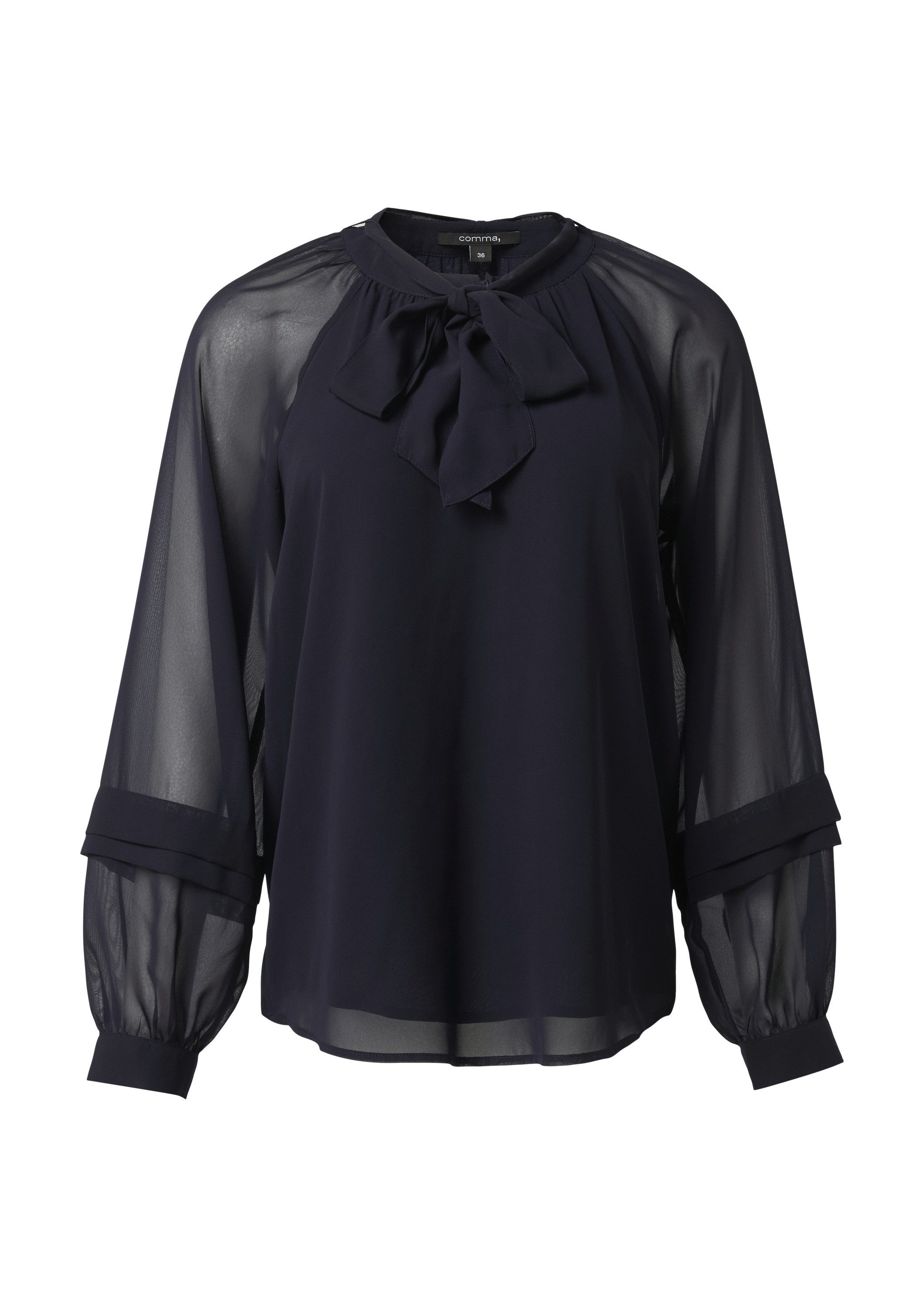 comma Langarmbluse Bluse Chiffonbluse mit abnehmbarer Schluppe