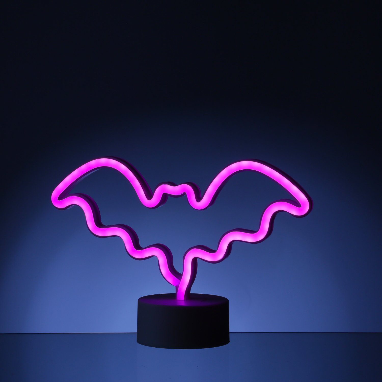 SATISFIRE LED 17cm Fledermaus pink, Dekolicht LED Schild Neonlicht Classic, Leuchtfigur NEON Figur USB pink LED