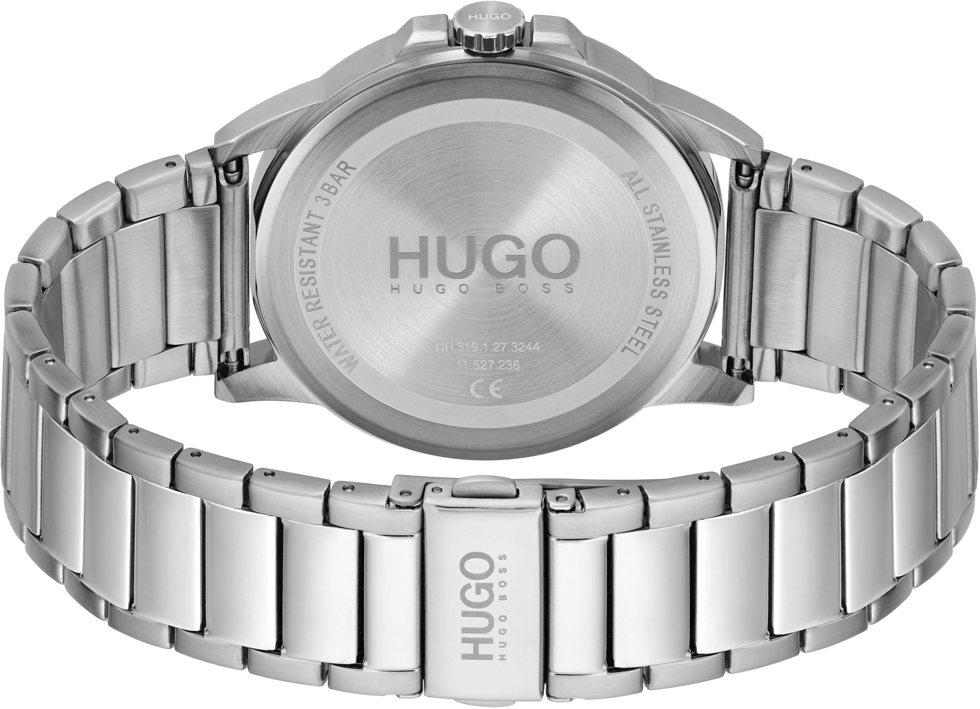 HUGO Quarzuhr #FIRST 1530186, Armbanduhr, Herrenuhr, Mineralglas, Edelstahlarmband