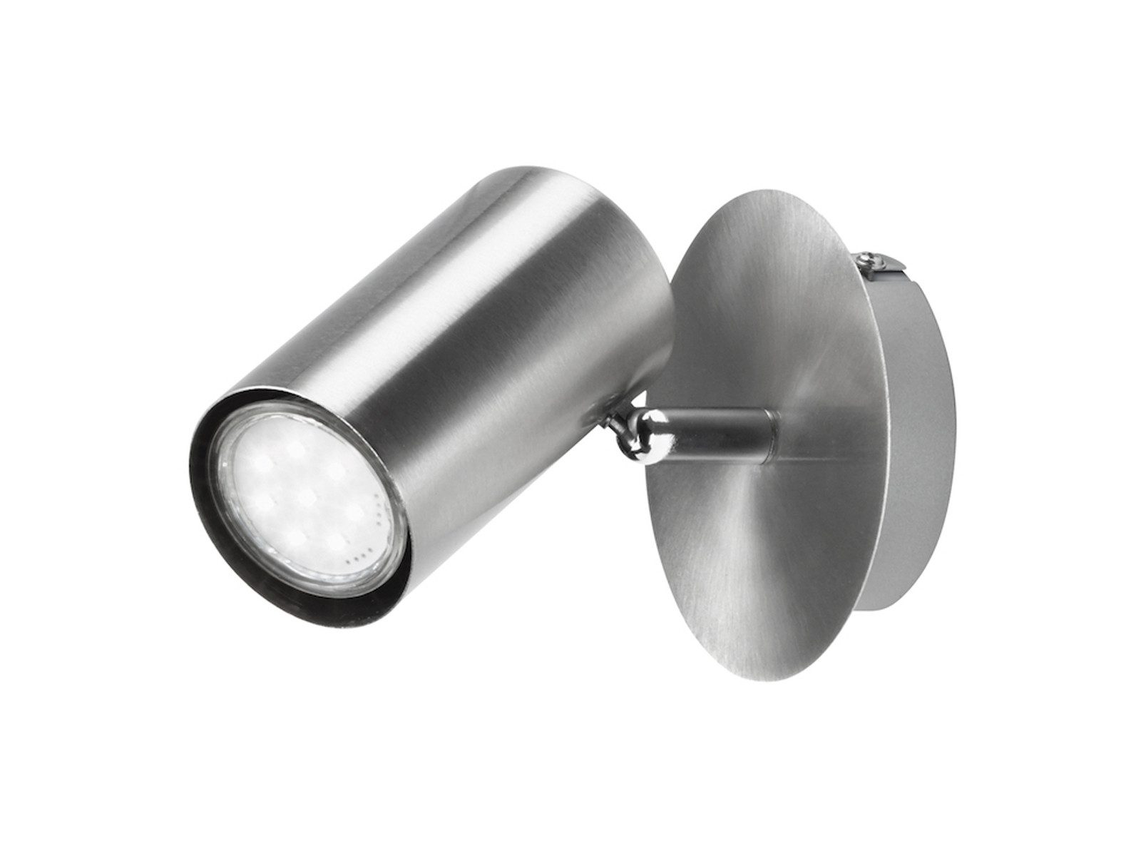 meineWunschleuchte LED Wandstrahler aus Metall Silber mit GU10 LED, LED wechselbar, Warmweiß, Breite 11cm, kleine innen Wand-Lampe mit schwenkbarem Spot