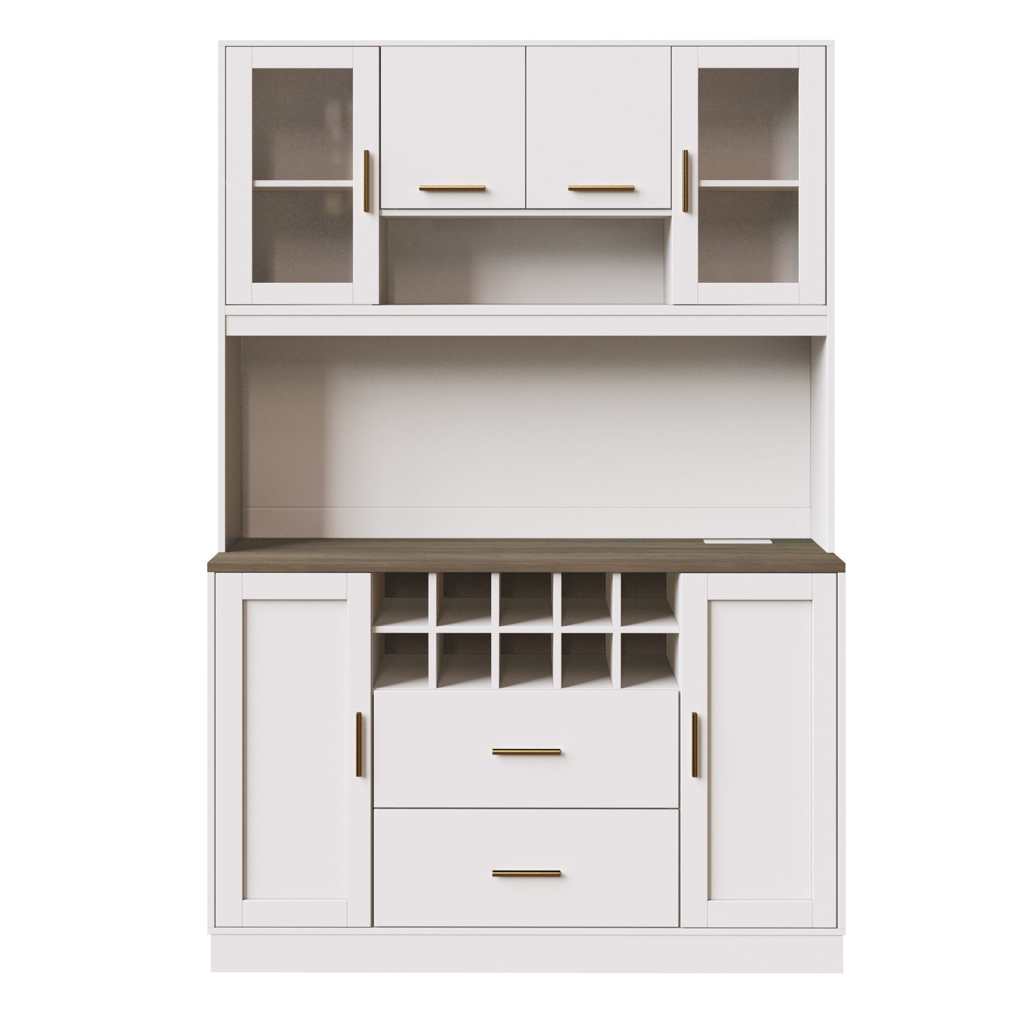 i@home Küchenbuffet Küchenhochschrank mit LED-Beleuchtung & Steckdose 6 Tür günstig online kaufen