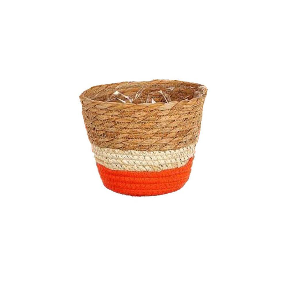 HBX Blumentopf Pflanzkorb Makka - ca. ⌀ 20 x 17 cm - natur/beige/orange