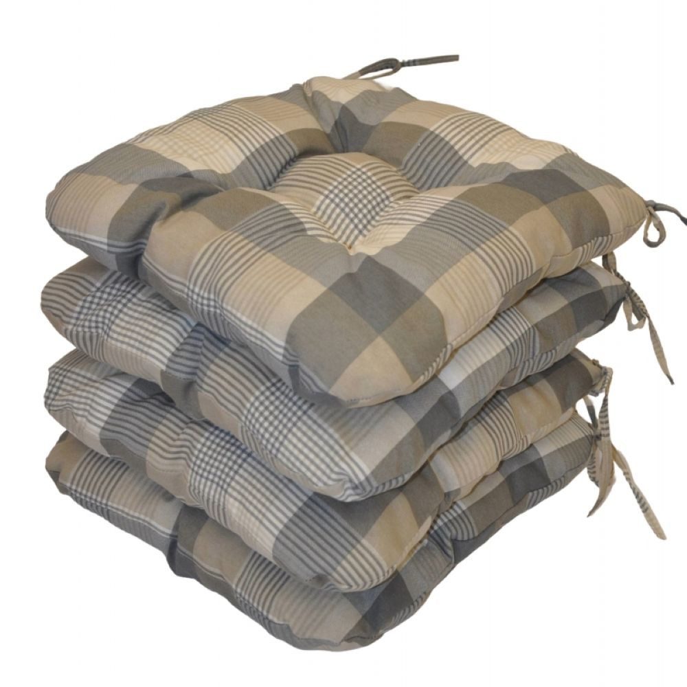 Rattani Sitzkissen 4 x Sitzkissen, Stuhlkissen Lara 36 x 36 cm, 4 er Set Stuhlkissen im Material Uniko