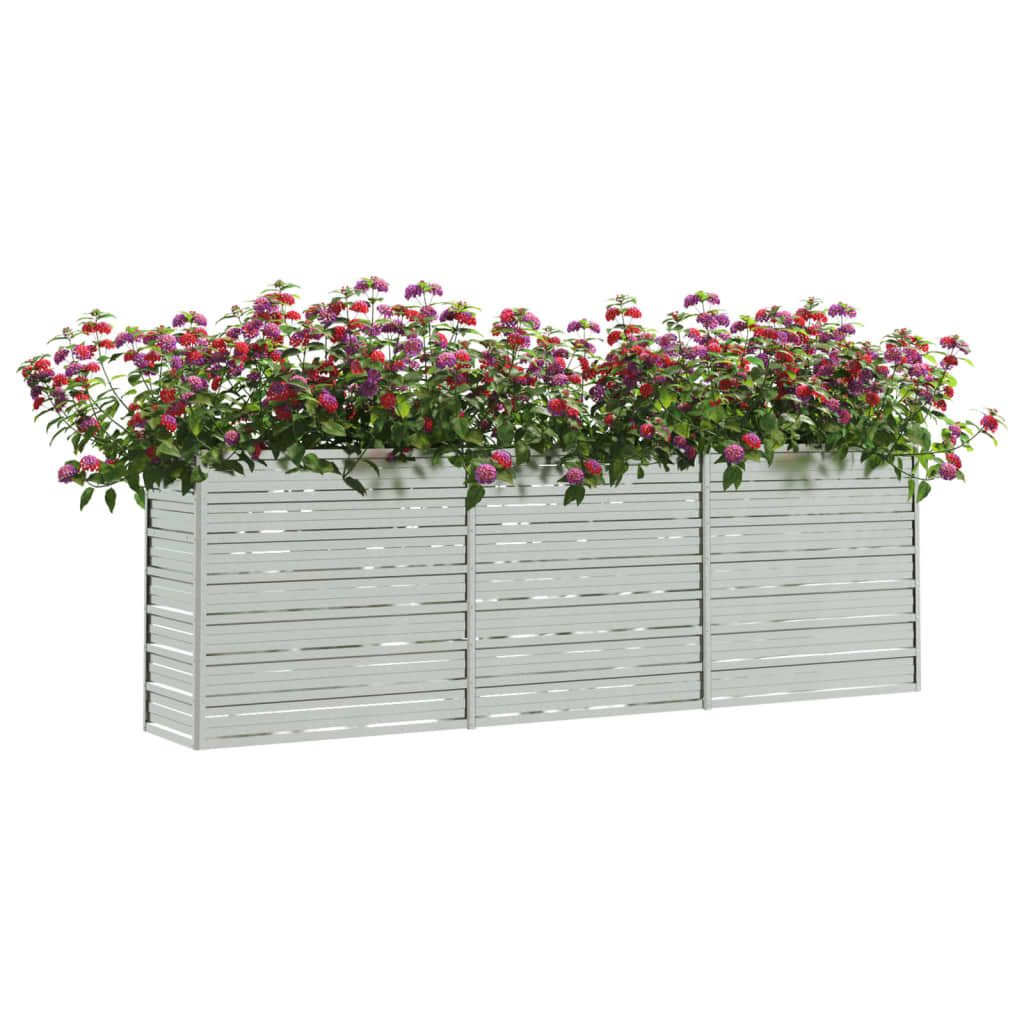 vidaXL Hochbeet 240 x 40 x 77 cm Garten-Hochbeet 240x40x77 cm Verzinkter Stahl Silbern