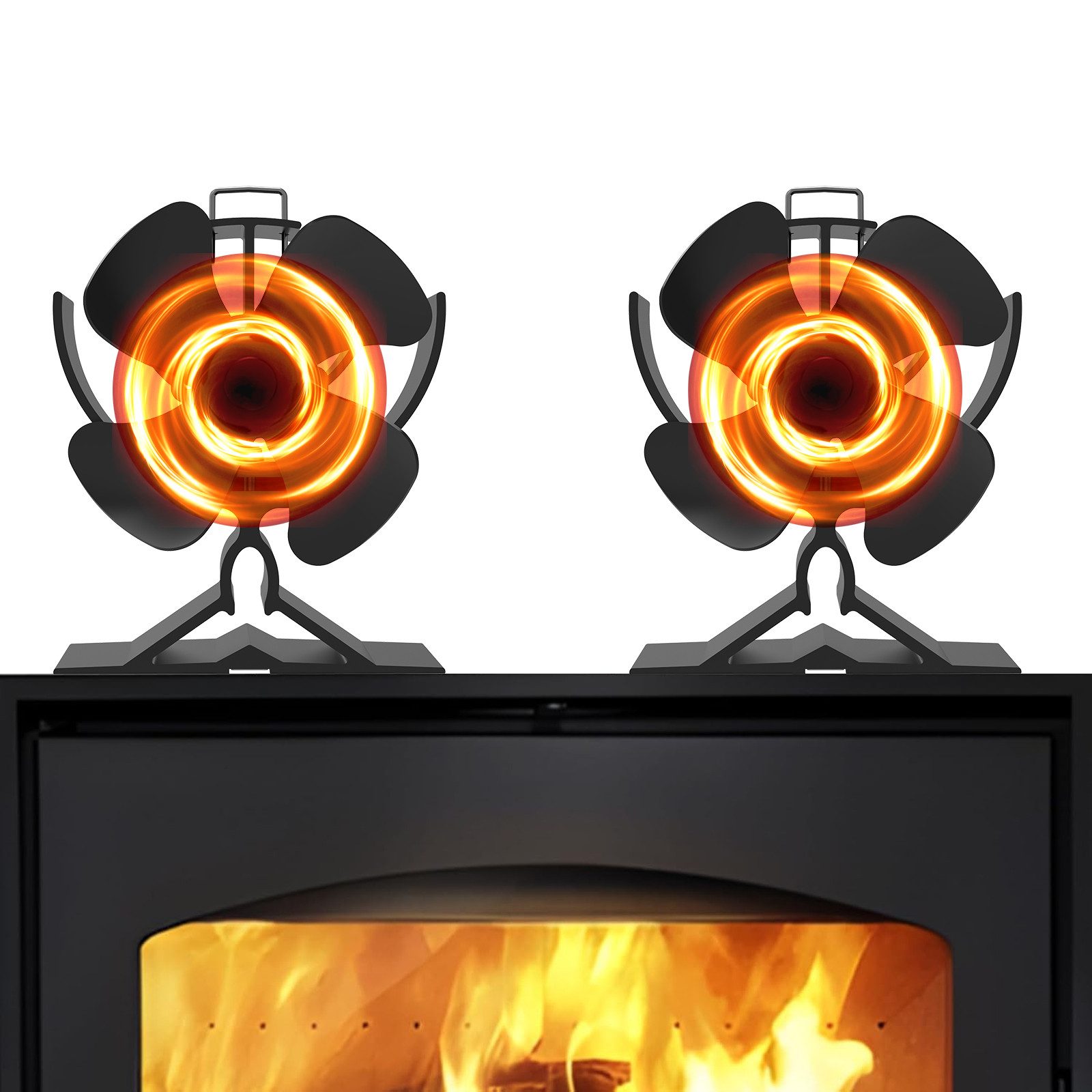 SunJas Kaminventilator 4-Blätter-Kaminventilator Stromloser Kaminventilator günstig online kaufen