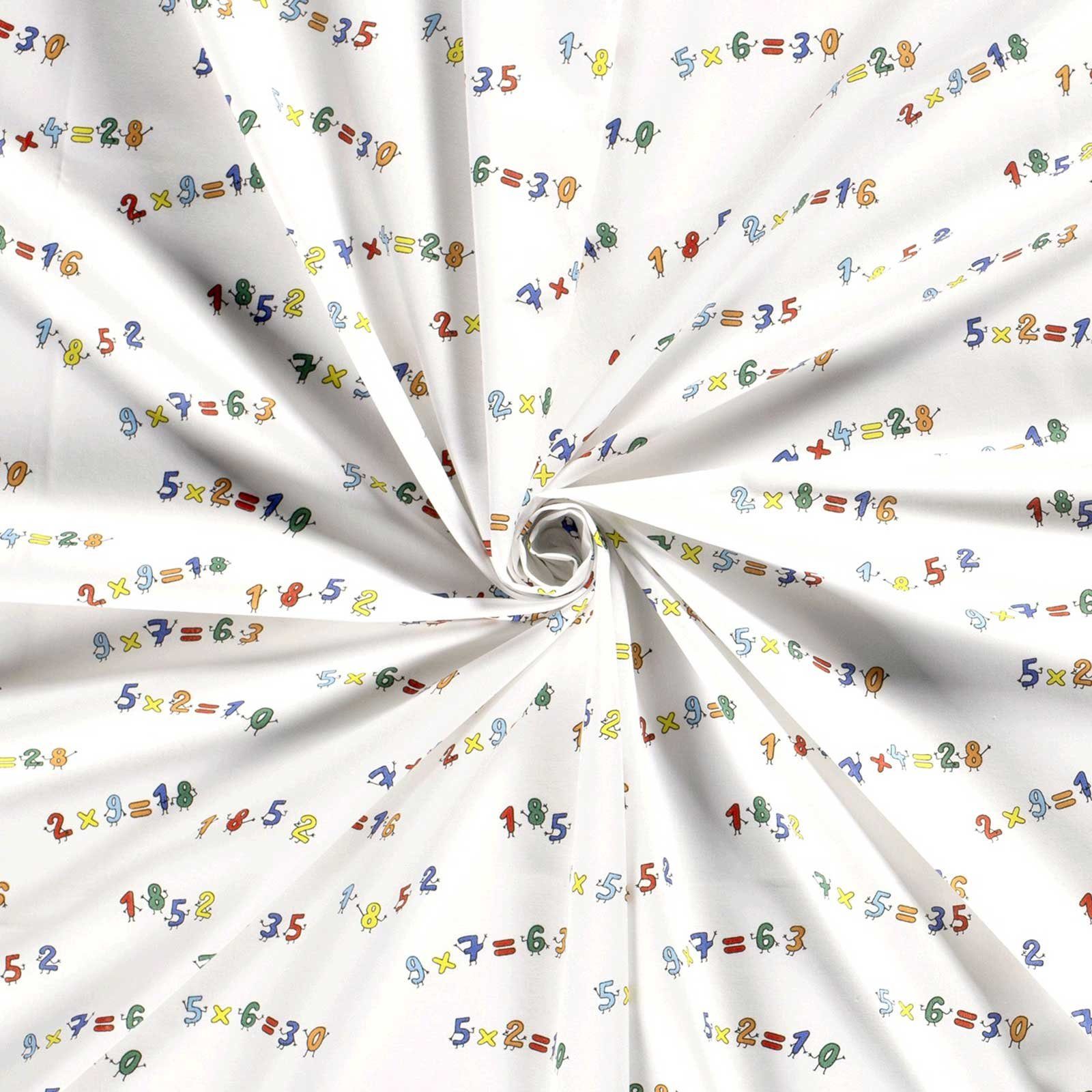 maDDma Stoff Bauwoll-Stoff Schultüte ABC-Schütze Meterware 1 x 1,45m Kinderstoff, Zahlen