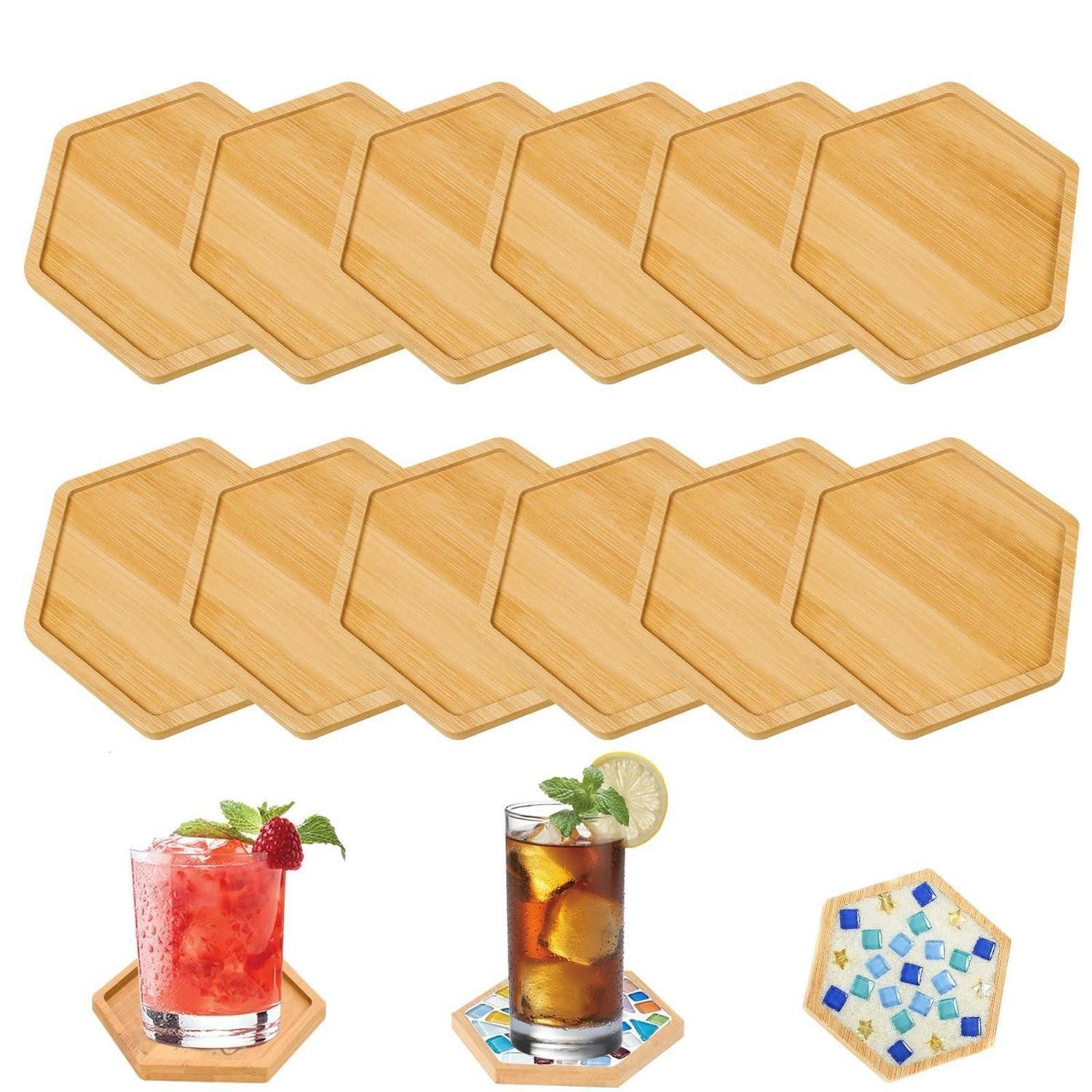 LuxusKollektion Getränkeuntersetzer 12 Holz Untersetzer Mosaik Bastelset 10cm
