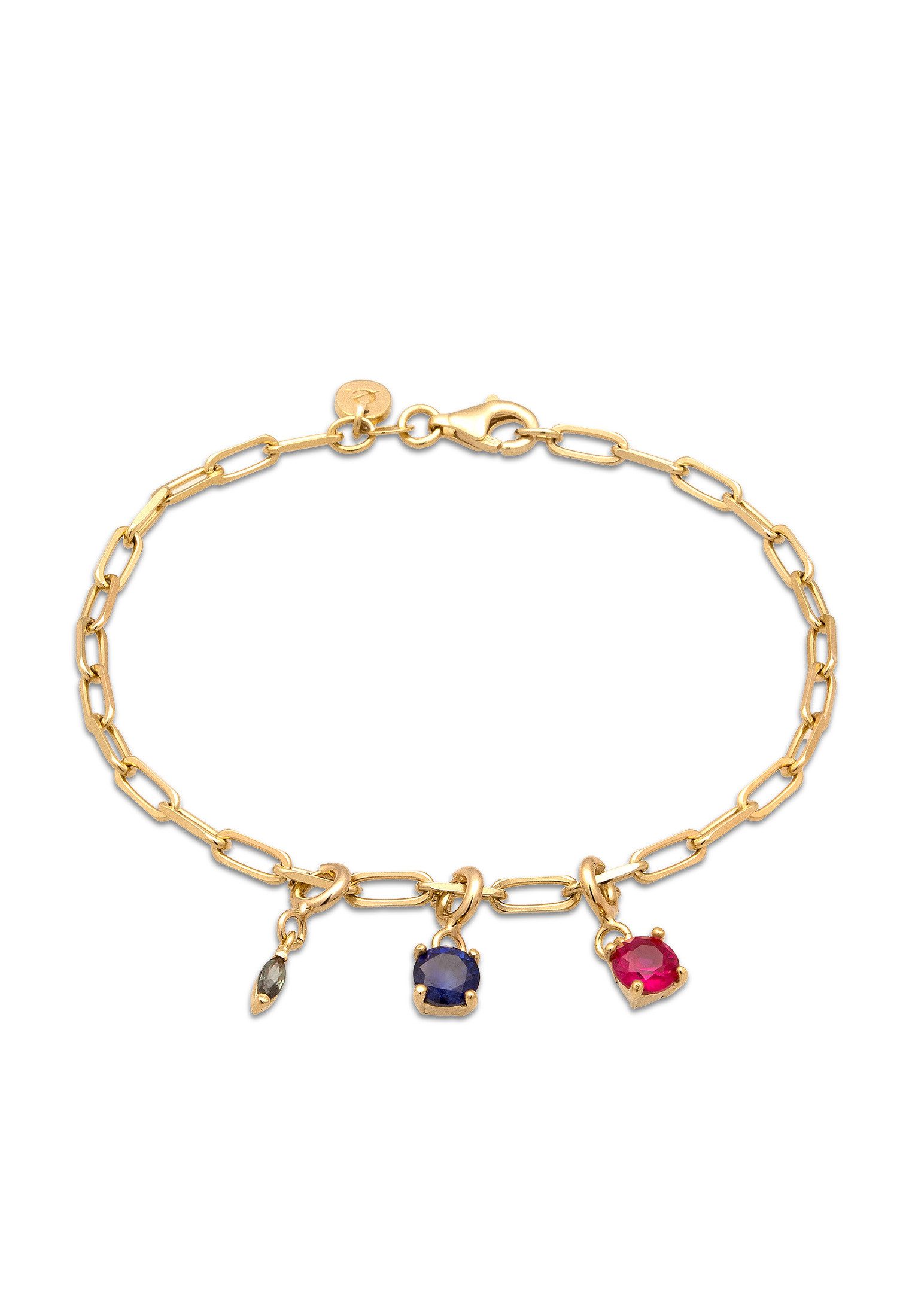 Elli Premium Armband Saphir Turmalin Rubin Anhänger 925 Sterling Silber vergoldet (kein Set, 1-tlg)