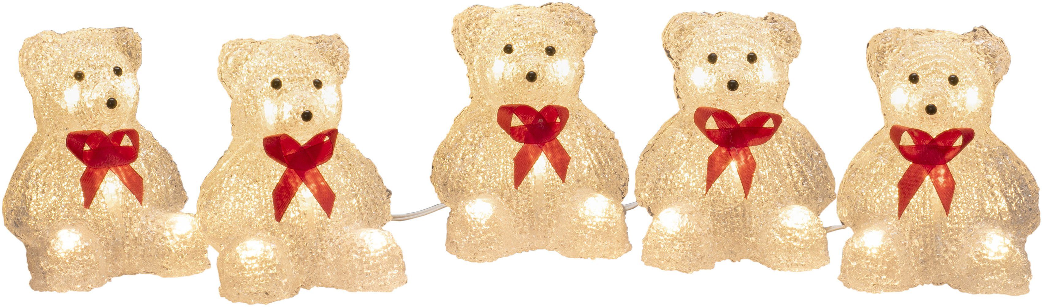 KONSTSMIDE LED-Lichterkette Weihnachtsdeko aussen, 40-flammig, weiße Acryl LED Set, 5-er Dioden warm Bären 40