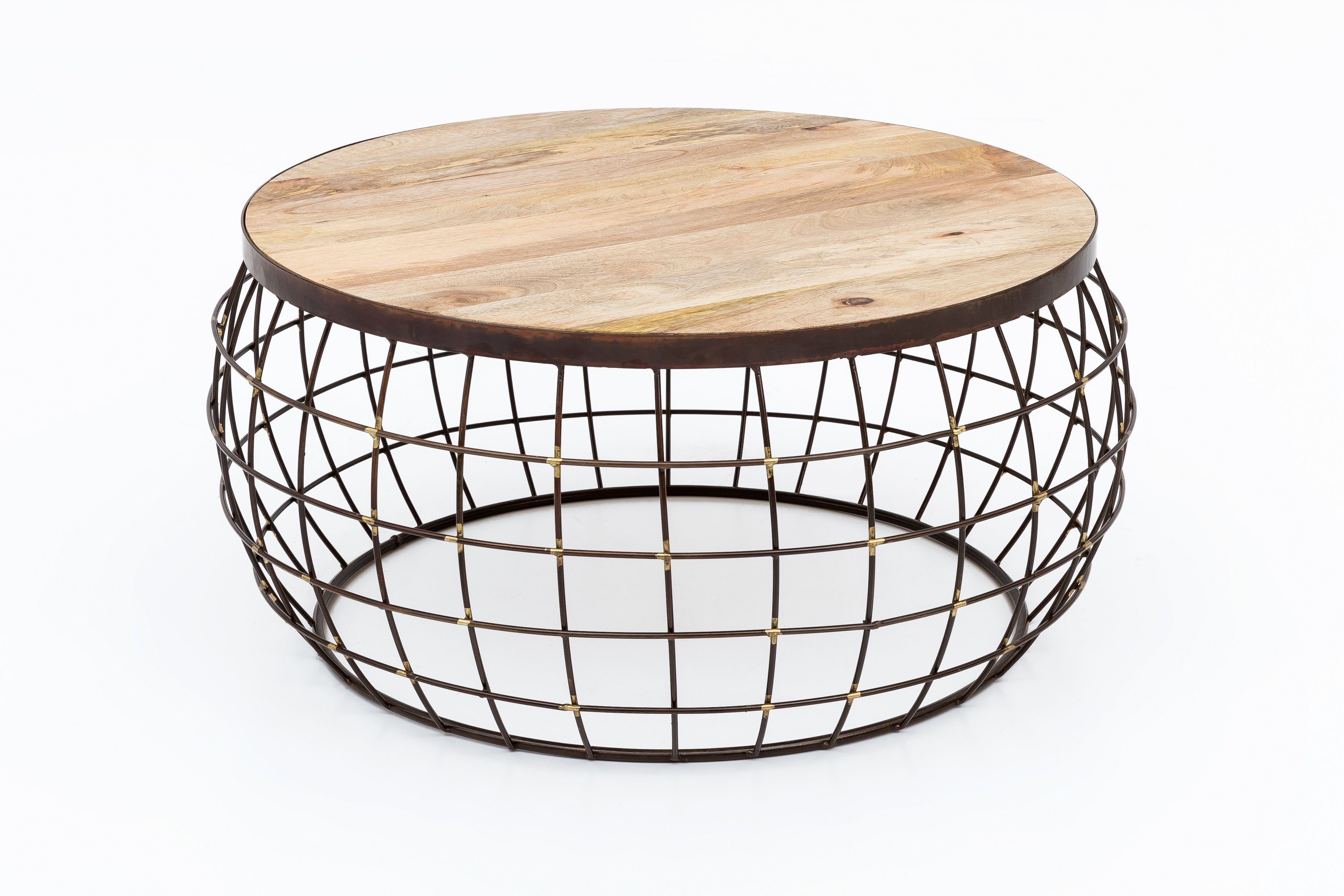dynamic24 Couchtisch, Design Korbtisch Draht Korb Tisch Beistelltisch  Holztisch Metall Holz rund online kaufen | OTTO