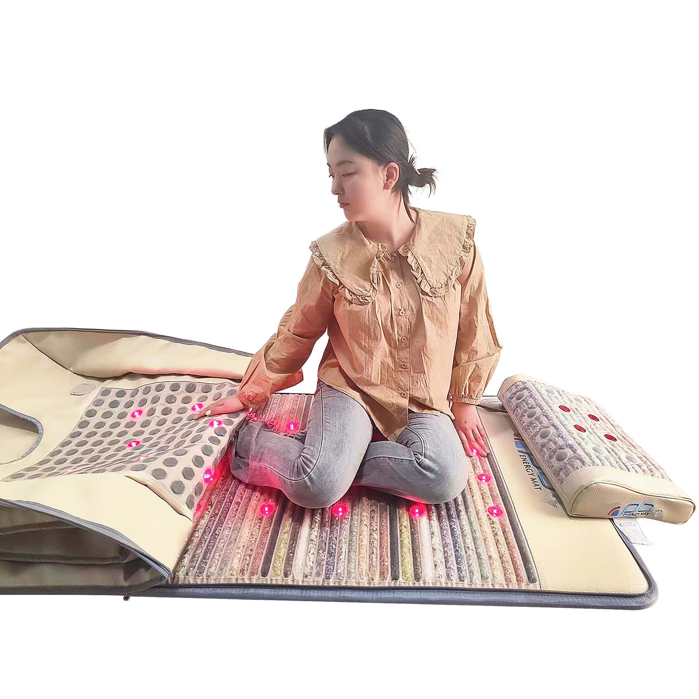 pb Energy Mat Massagematte Premium Sauna Set, Photon, Ferninfrarot, Biophotonen-Licht, Set 7 teilig 7-tlg., Erleben Sie Infrarotsauna neu, Gewichtsreduktion Entgiftung Saunadecke, 30℃∼70℃ Einstellung Schumann-Frequenz Puls. Magnetfeld 1 bis 30 Hz