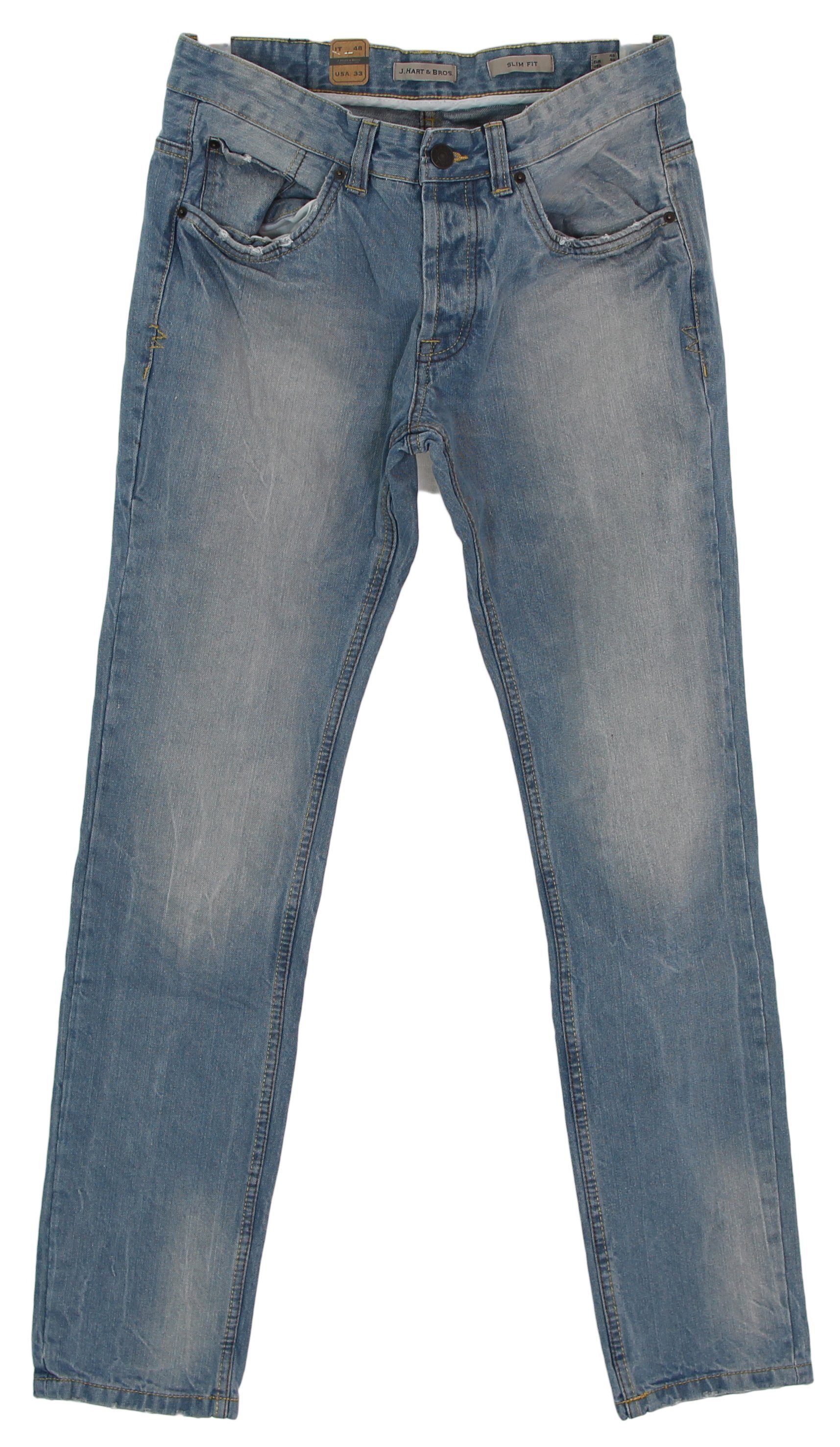 J.Hart & Bros 5-Pocket-Jeans Jeans Hose CS07 Italienische Grössen Hellblau | Straight-Fit Jeans