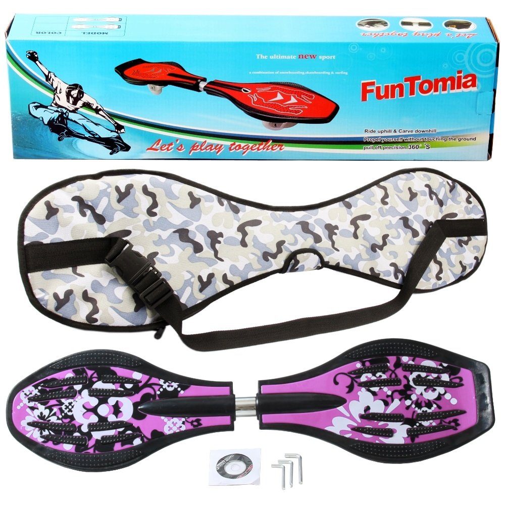 FunTomia Waveboard Waveboard mit Mach1 ABEC-9 Kugellager, LED Rollen & Tragetasche