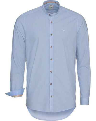 Pure Trachtenhemd Stehkragenhemd mit Allover-Muster