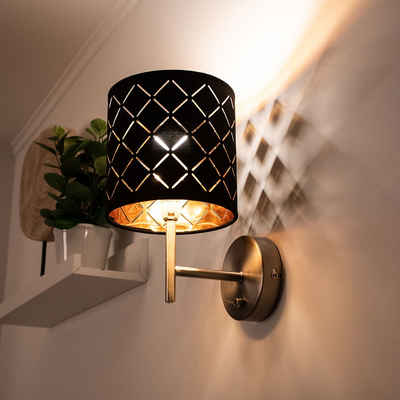 etc-shop Wandleuchte, Leuchtmittel nicht inklusive, Wand Lampe Textil schwarz Arbeits Wohn Zimmer Beleuchtung Schalter