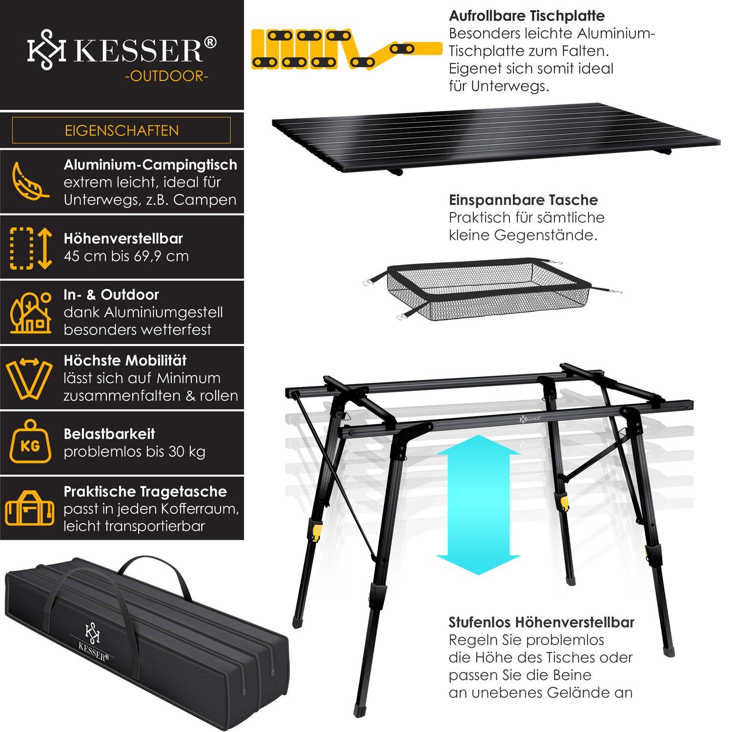 KESSER Campingtisch, Campingtisch faltbar Klapptisch Camping günstig online kaufen