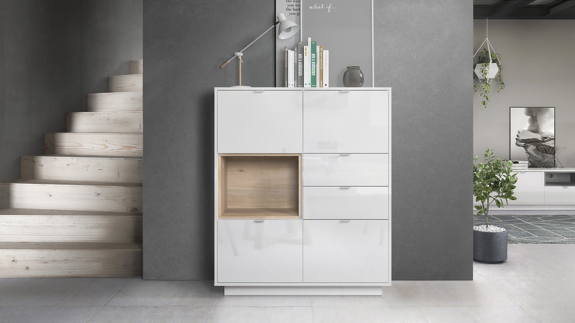 Vladon Highboard Metro (Highboard, mit 4 günstig online kaufen