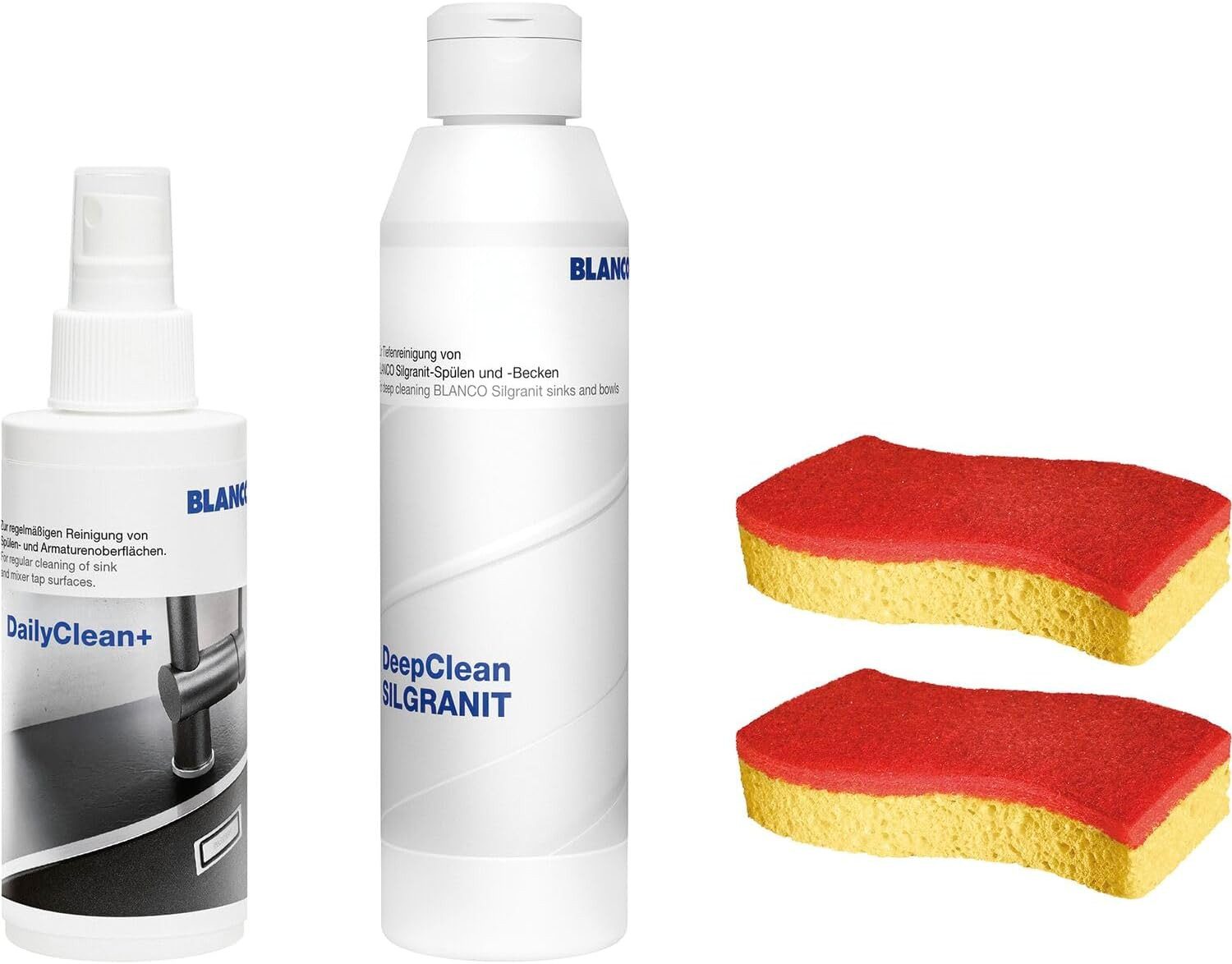 Blanco BLANCO DeepClean Silgranit Cleaning Set-Care Product for Granite Sinks Armaturenreiniger (DailyClean+, Spontex Schwamm rot Silgranit, DeepClean Silgranit Silgranit Cleaning Set, blanco, Reinigungsset, Pflege, Reinigungsset)