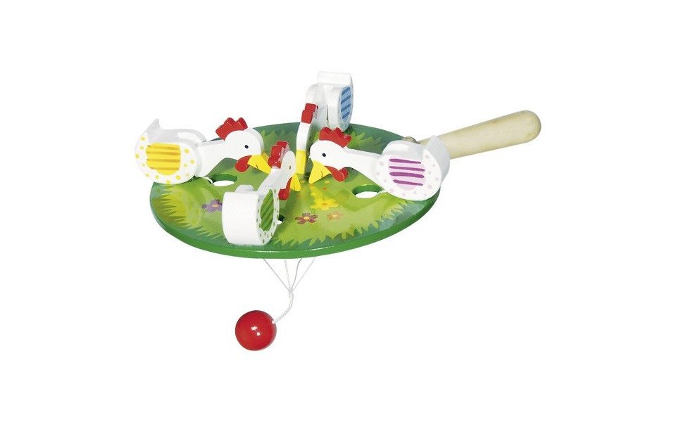 Gollnest & Kiesel Spiel Goki 53915 - 4 pickende Hühner, Holz, Kinderspiel