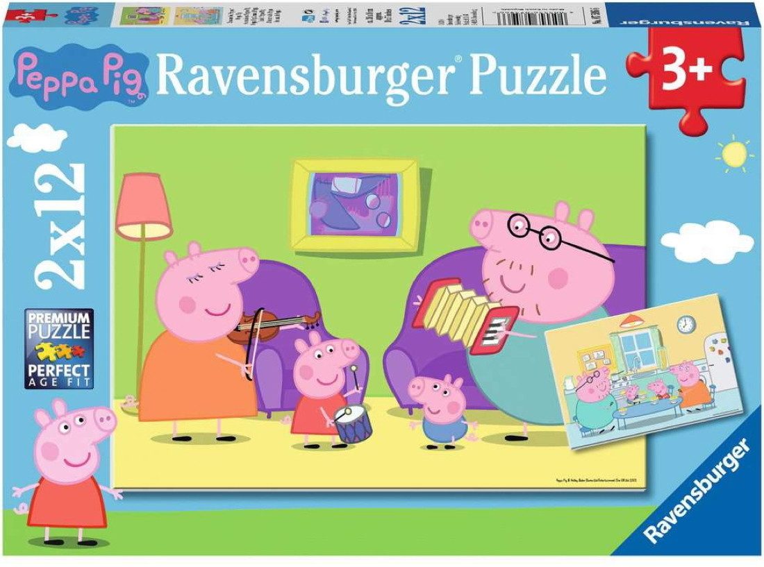 Ravensburger Puzzle 2 x 12 Teile Kinder Puzzle Peppa Pig Zuhause bei Peppa 07596, 1000 Puzzleteile
