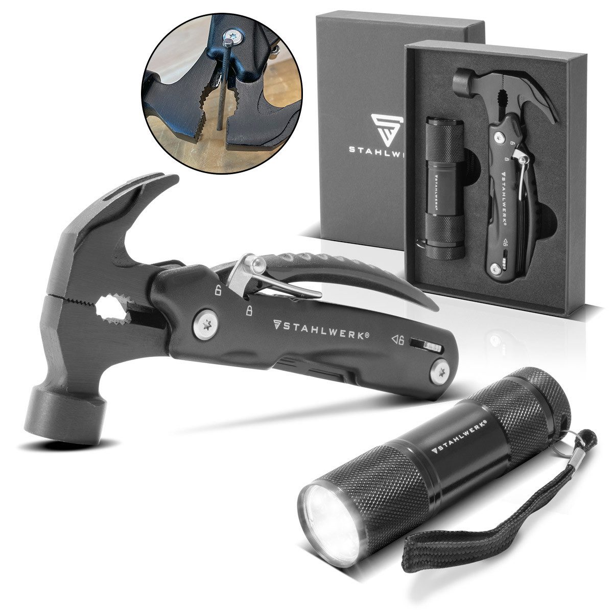 STAHLWERK Multitool Multitool, 12 Инструментe, Многофункциональные инструменты, (Packung, 1 St., Set), aus rostfreiem, gehärtetem Edelstahl gefertigt