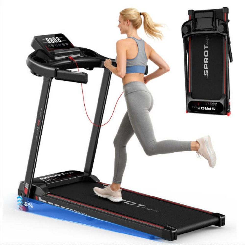Hamlody Laufband 3-in-1 Laufband mit 3.0PS Motor, 150kg Belastung, leise (Großer LED-Touchscreen, 12 voreingestellte Trainingsmodi, 3 Trainingsmethoden), 385 mm antistatisches Laufband