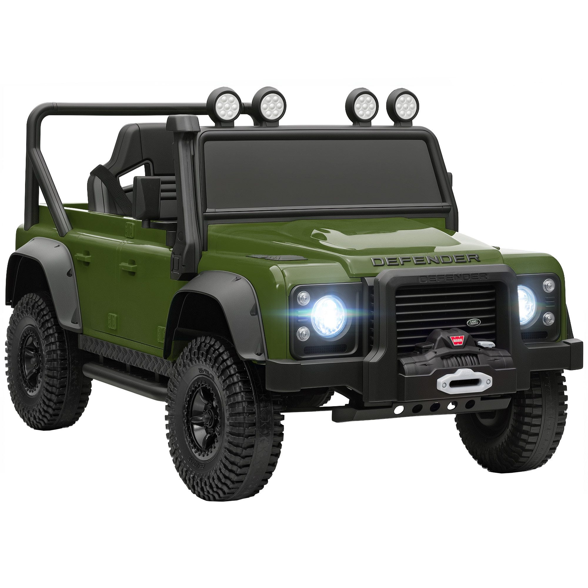 AIYAPLAY Elektro-Kinderauto Land Rover Defender 110 SVX 12V 7Ah mit Fernbedienung, 2 Motor, Belastbarkeit 30 kg, (1-tlg), für Kinder 3-5 Jahre Militärgrün