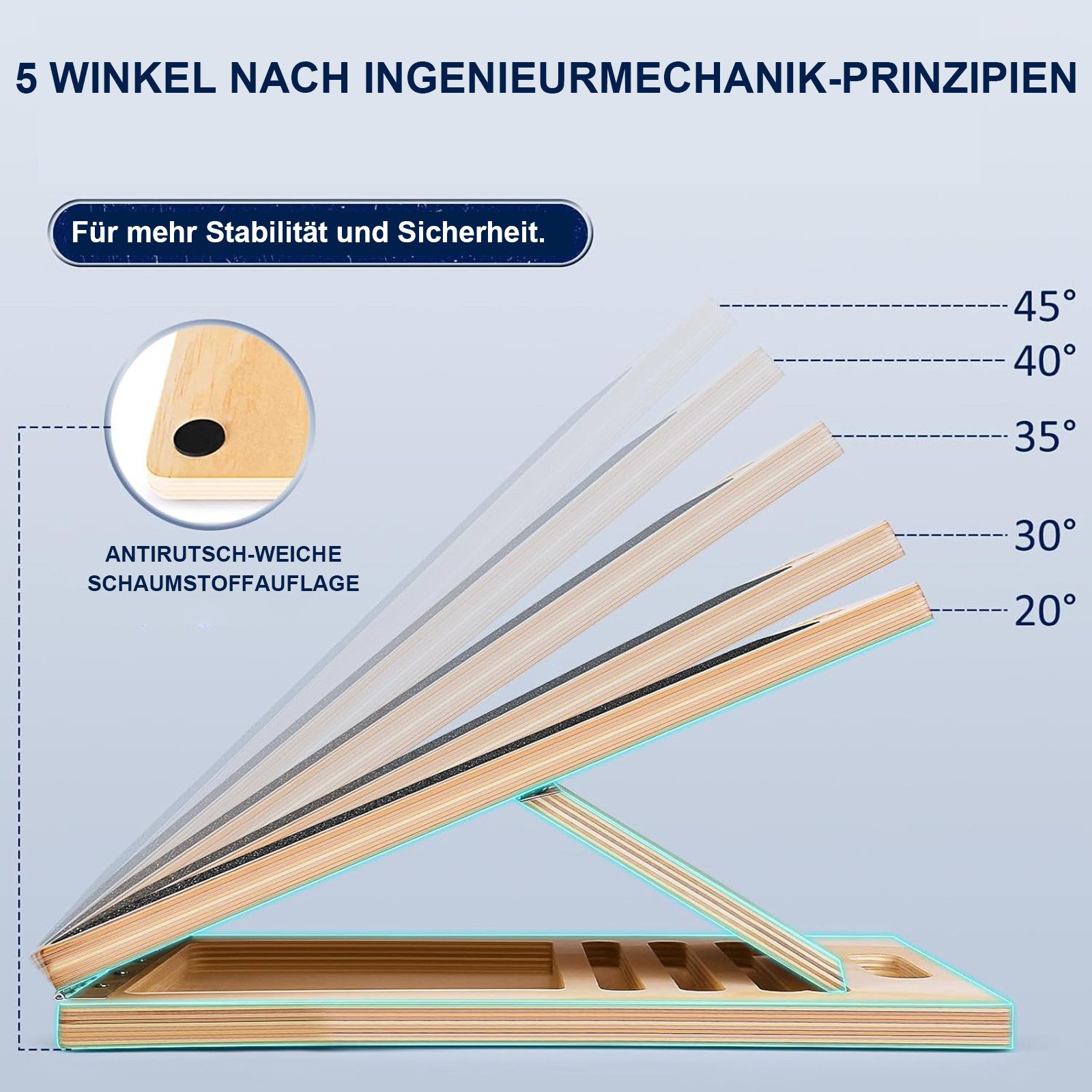 SURFOU Balanceboard Holz Slant Board Wadendehner, klappbar mit 5 Winkeln & Tragegriff, Schrägbrett für Kniebeugen & Muskeldehnung, ideal für Zuhause