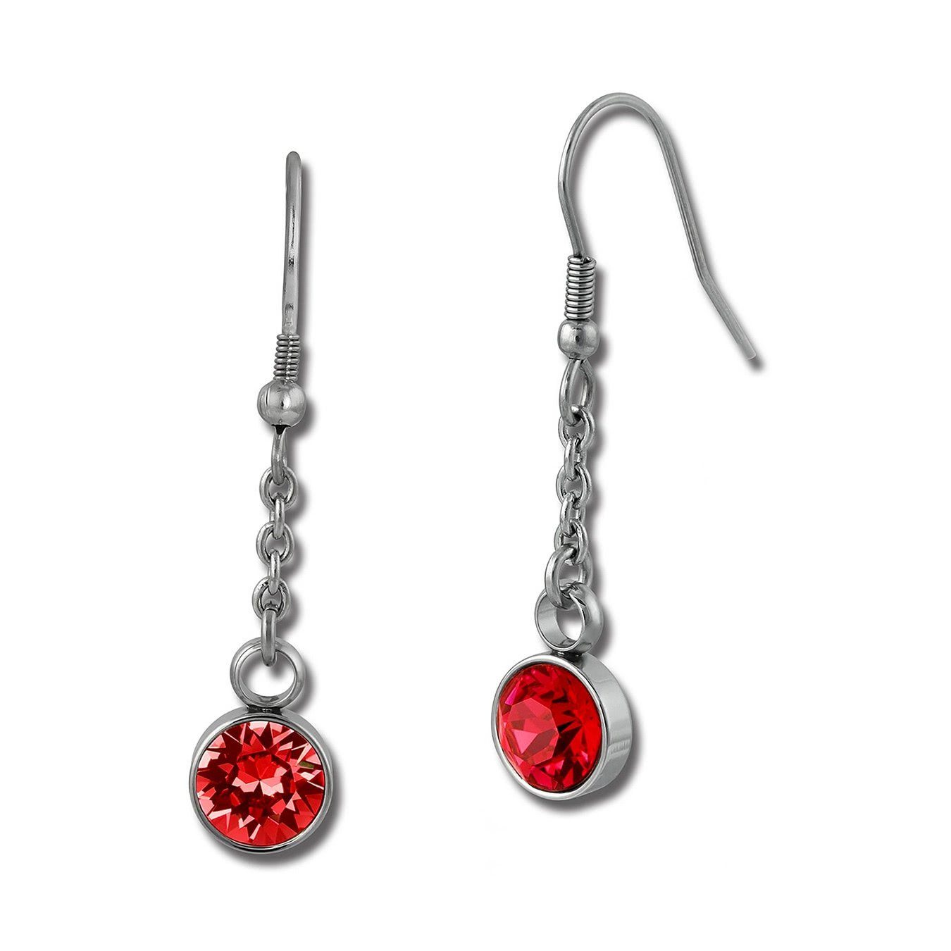 rot Damen rund Edelstahl Ohrringe rund Ohrhänger (Stainless Amello (Ohrhänger), Steel) Edelstahl Ohrhänger silberfarben, Amello Ohrhänger Paar aus