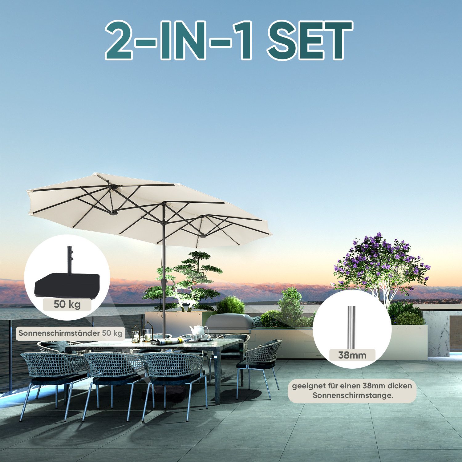 Sekey Sonnenschirm 400 x 220 cm günstig online kaufen