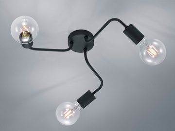 meineWunschleuchte LED Deckenleuchte, LED wechselbar, Warmweiß, ausgefallene minimalistisch dreiflammig Metall Schwarz, Ø 47cm