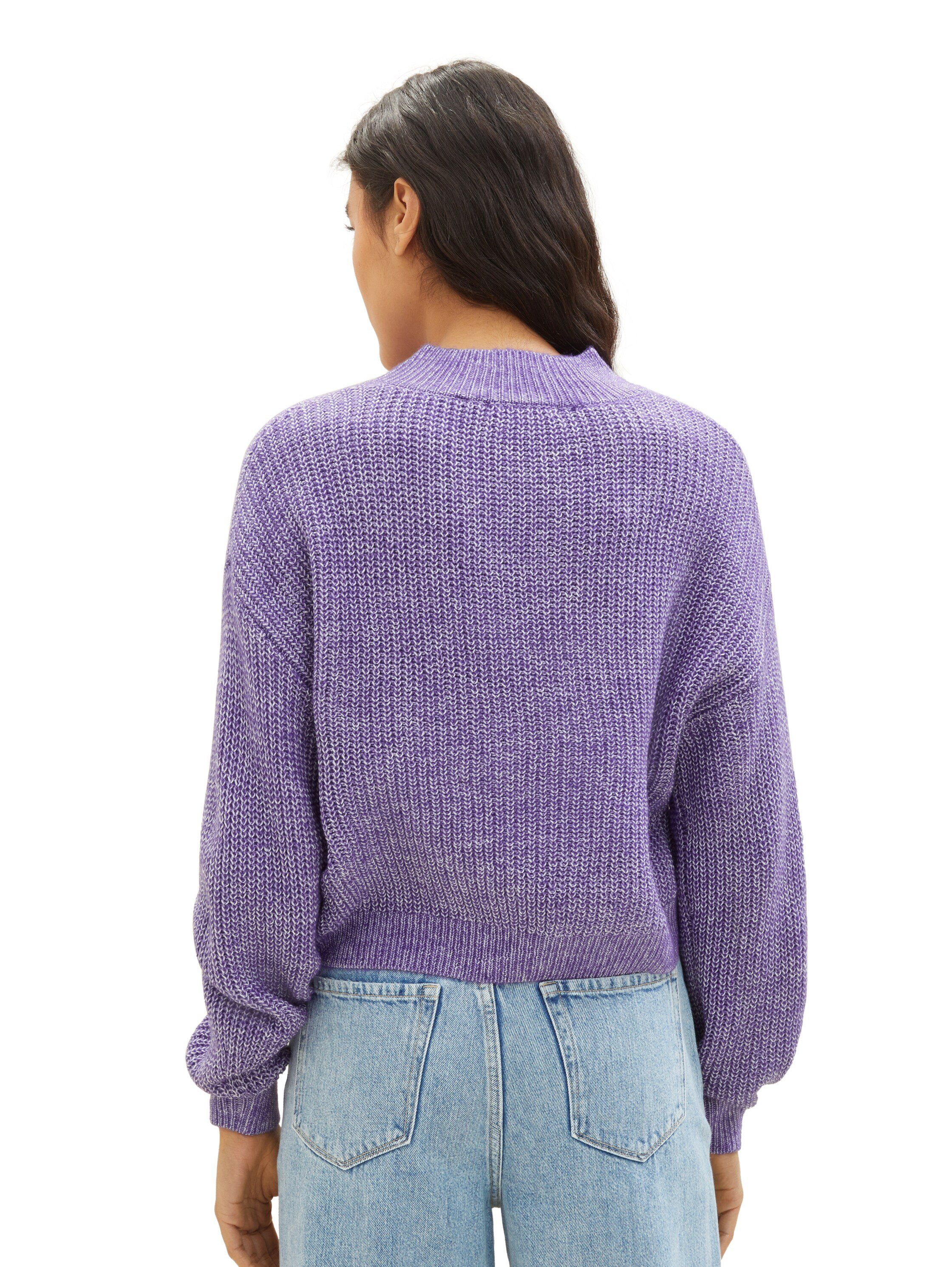 Logostickerei lilac TOM Denim TAILOR Strickpullover mit